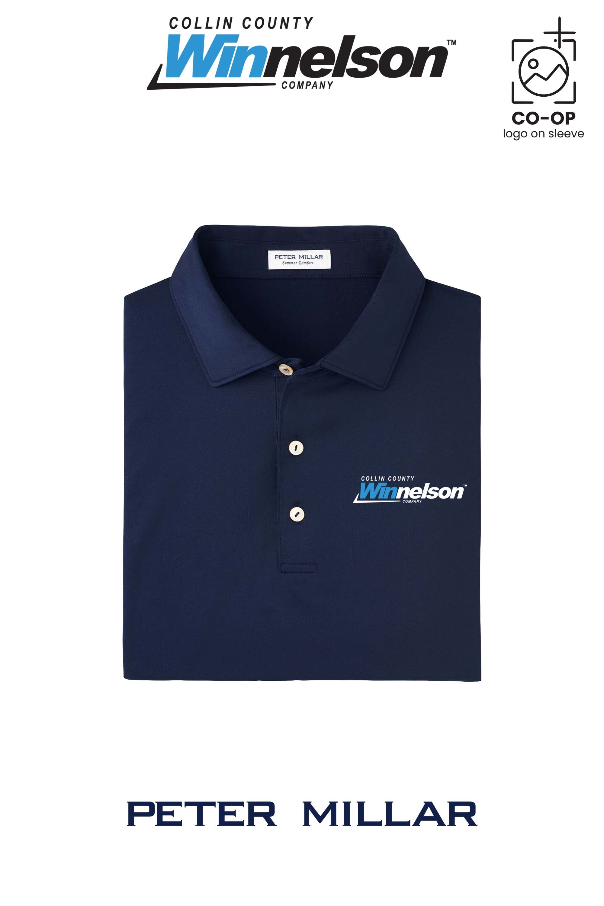 Peter Millar Mens Solid Performance Polo - Self Collar - Collin County Winnelson