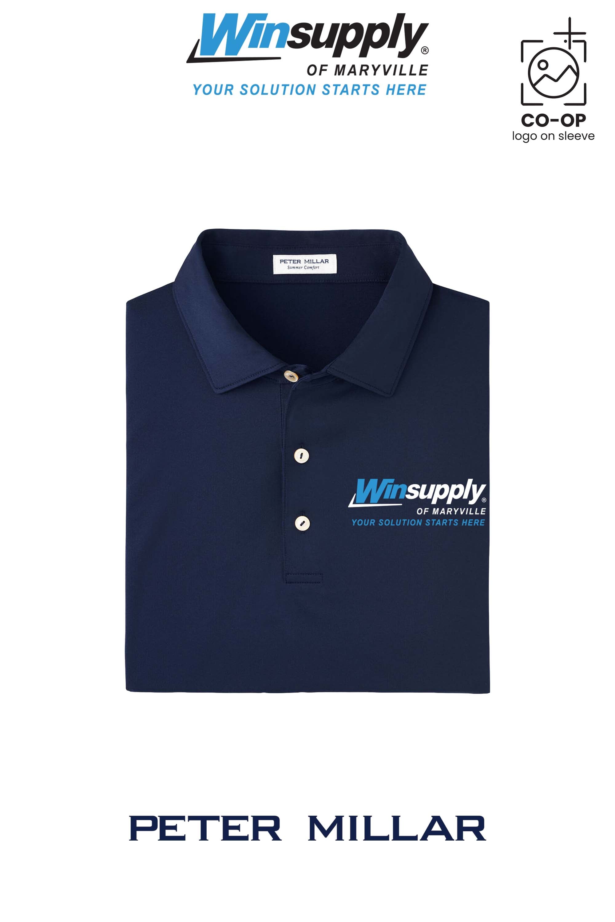 Peter Millar Mens Solid Performance Polo - Self Collar - Winsupply of Maryville