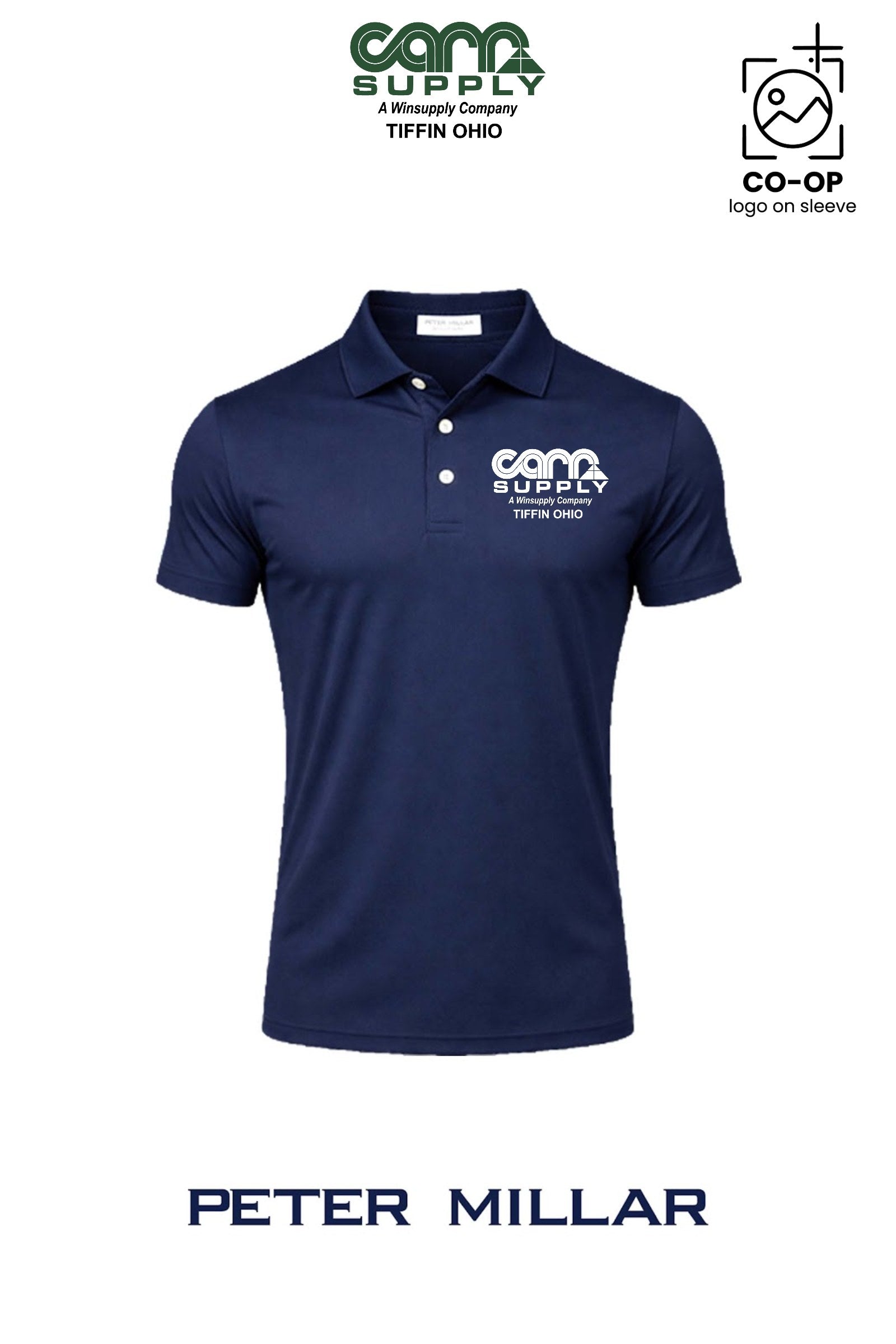 Peter Millar Mens Solid Performance Polo - Self Collar - Carr Supply - Tiffin
