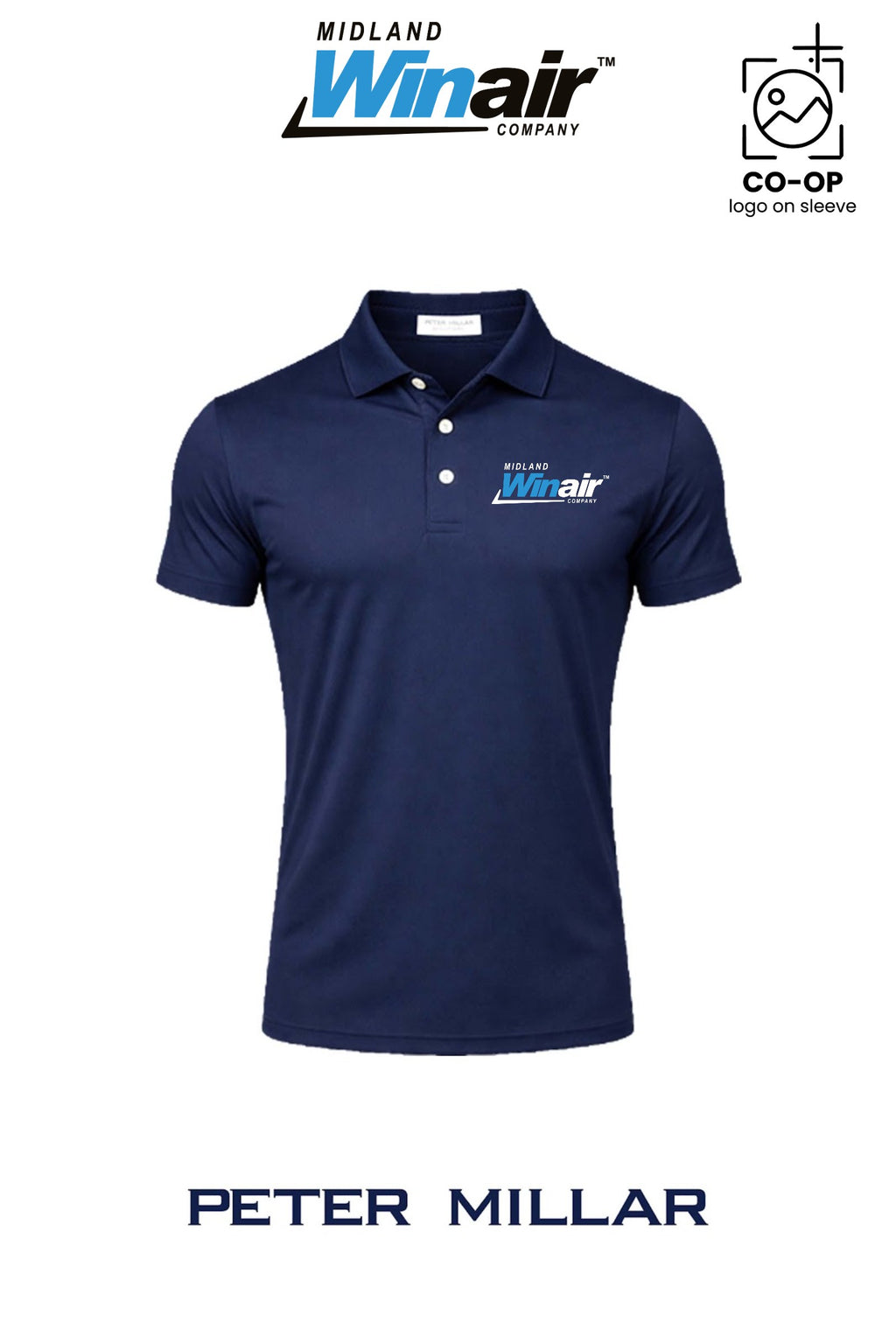 Peter Millar Mens Solid Performance Polo - Self Collar - Midland Winair