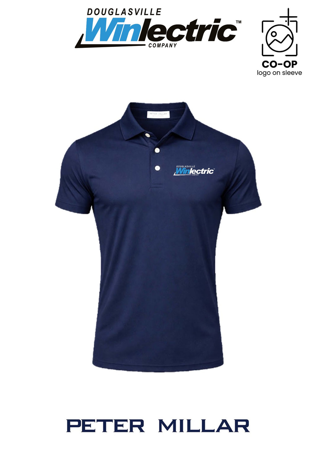 Peter Millar Mens Solid Performance Polo - Self Collar - Douglasville Winlectric