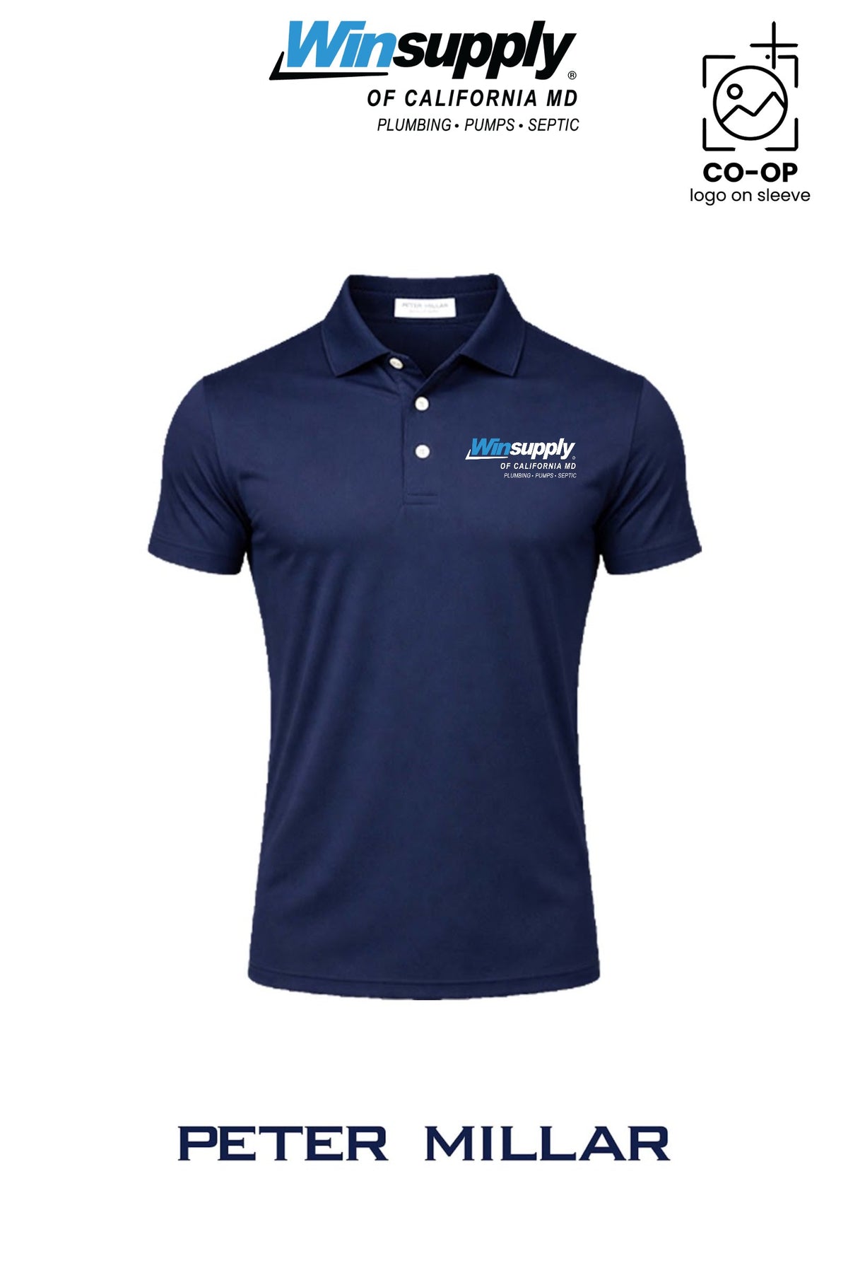 Peter Millar Mens Solid Performance Polo - Self Collar - Winsupply California MD Co.