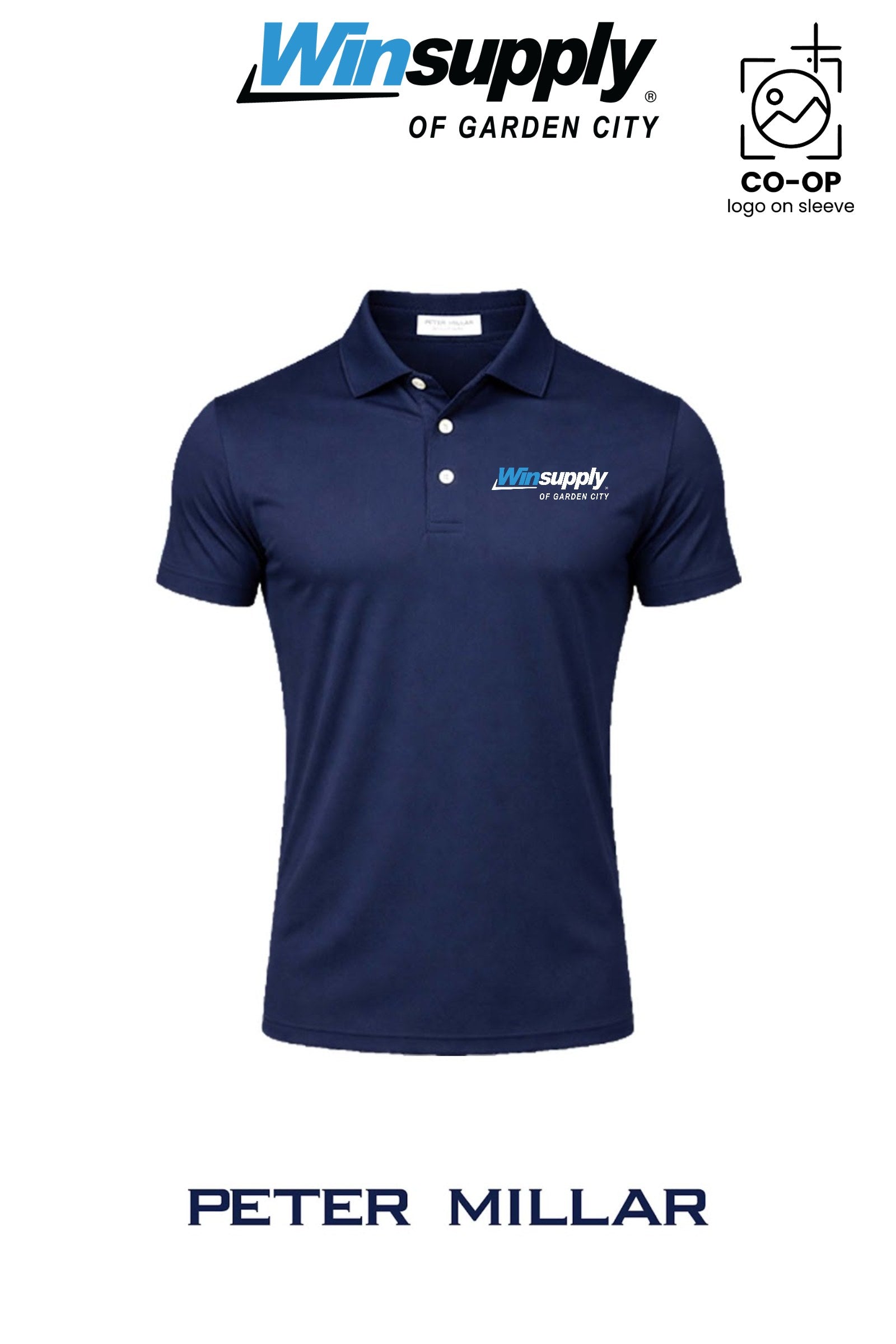 Peter Millar Mens Solid Performance Polo - Self Collar - Winsupply Garden City KS Co.