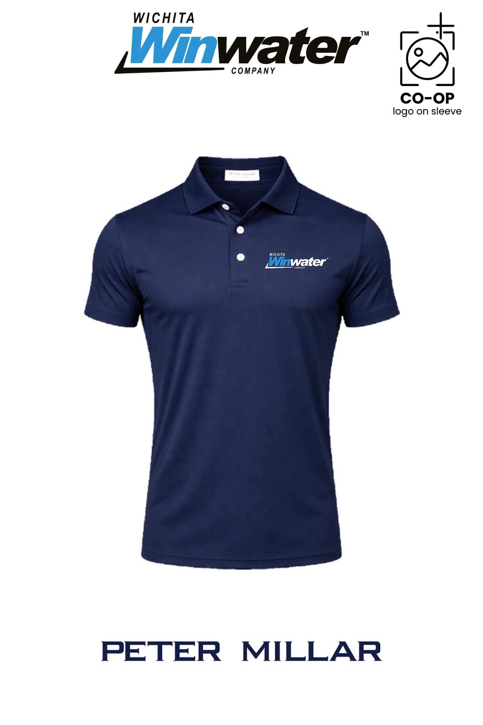 Peter Millar Mens Solid Performance Polo - Self Collar - Wichita Winwater