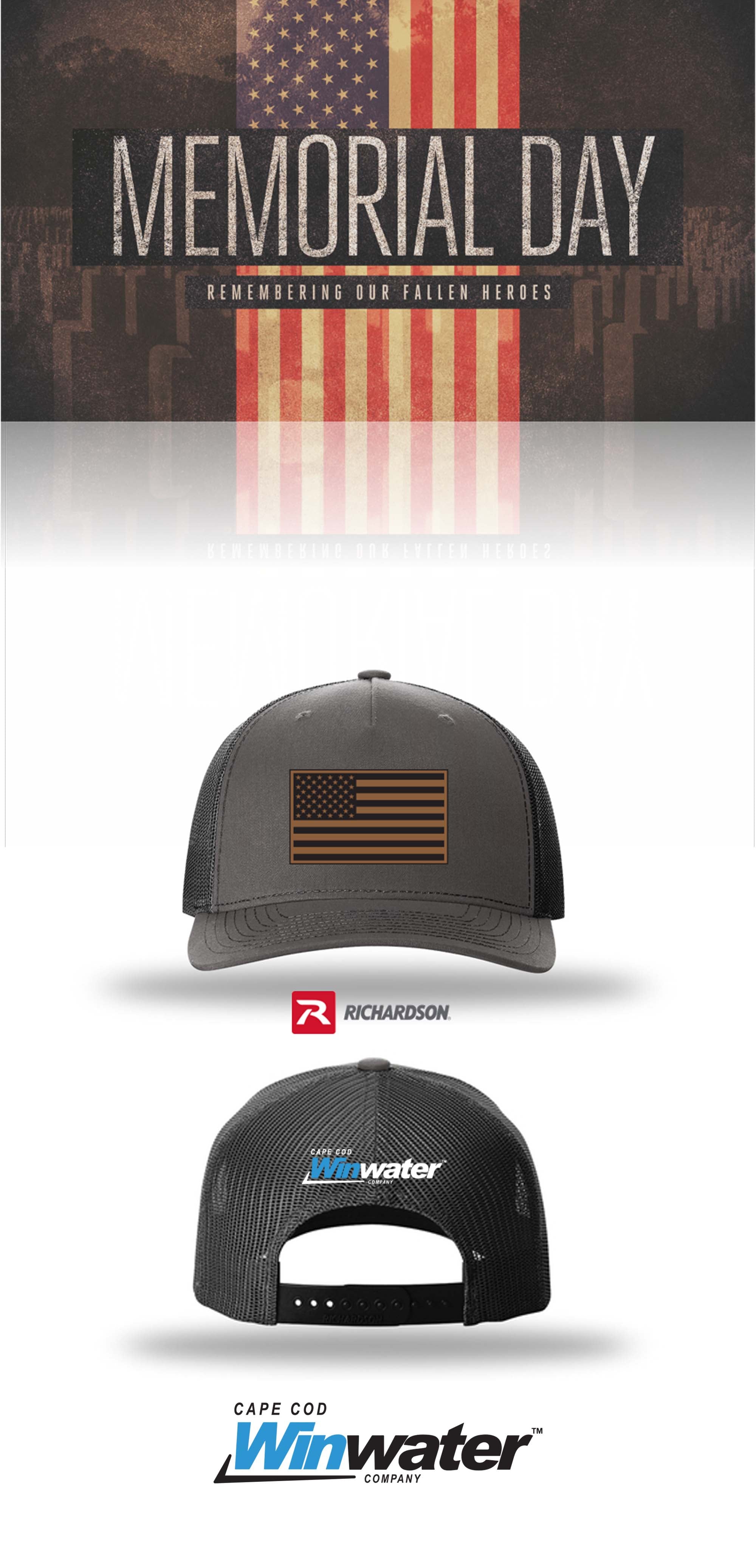 MEMORIAL DAY Richardson 112FP Five-Panel Trucker - Winwater Cape Cod