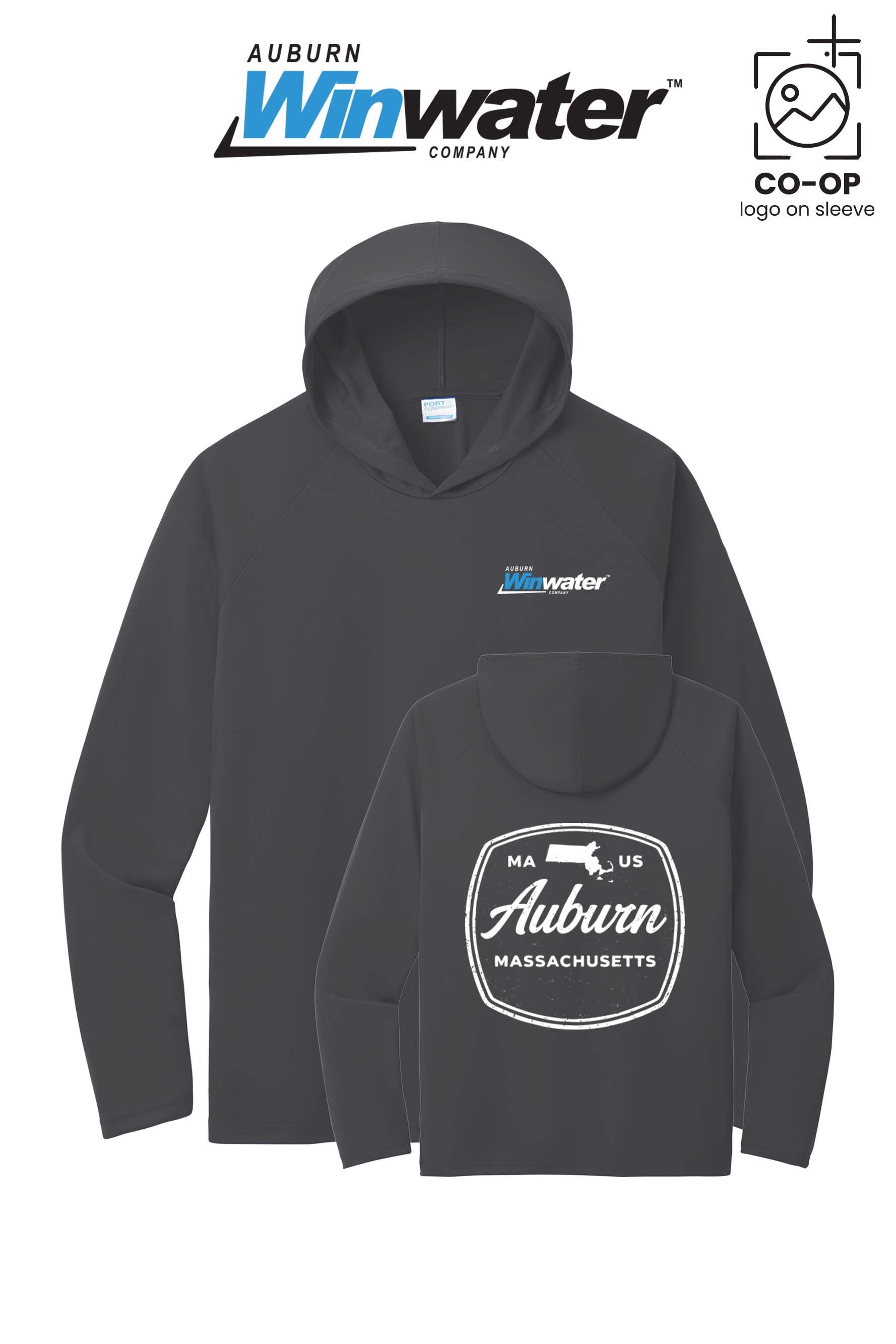Port & Co™ Performance Pullover Hooded UPF50 Tee - Auburn Winwater