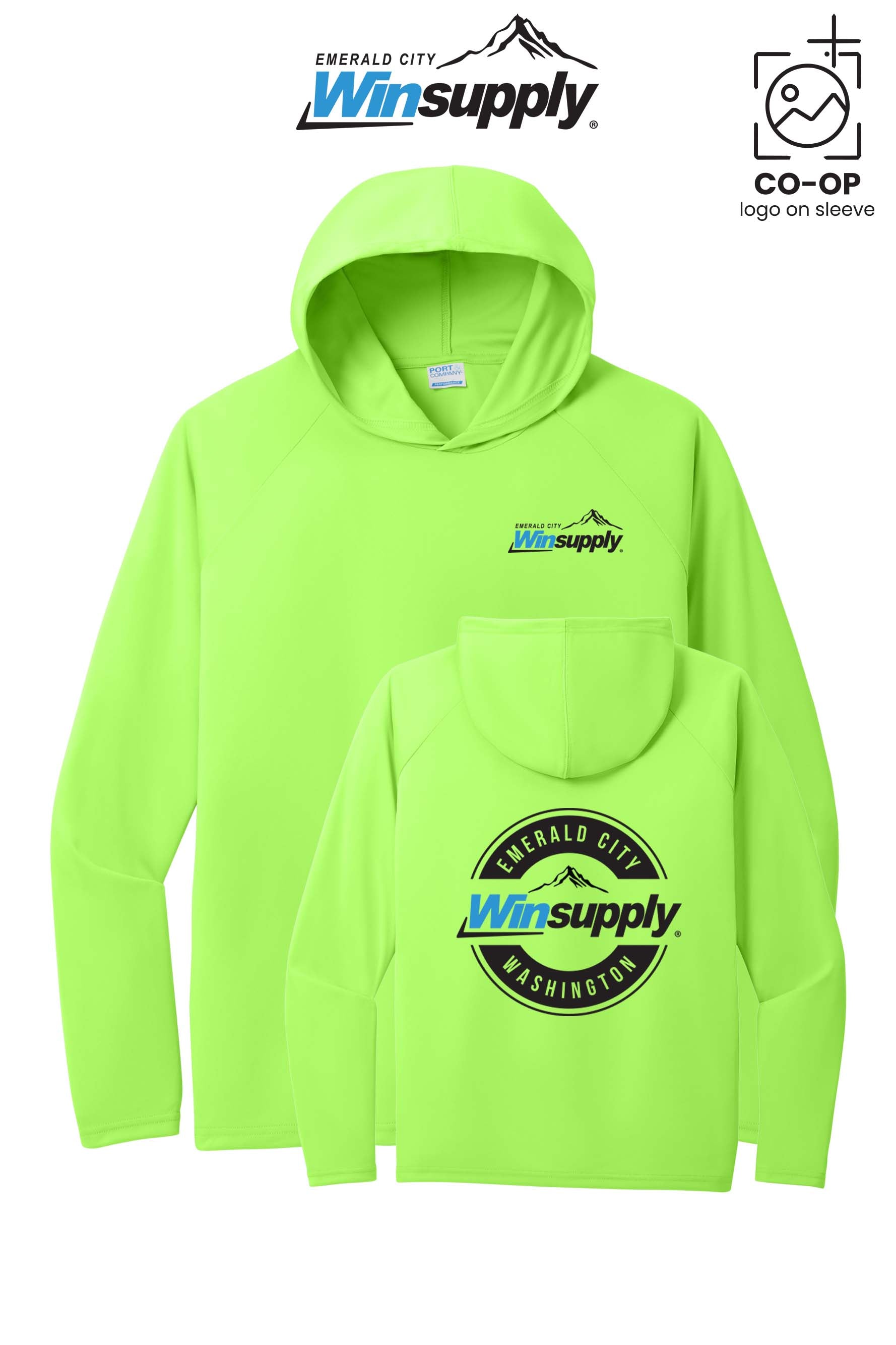 Port & Co™ Performance Pullover Hooded UPF50 Tee - Winsupply Emerald City