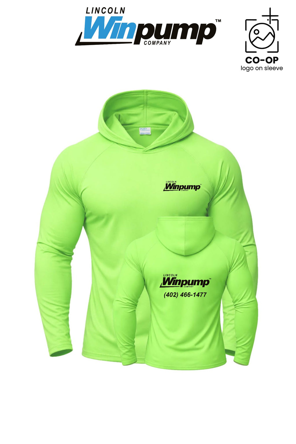Port & Co™ Performance Pullover Hooded UPF50 Tee - Lincoln Winpump