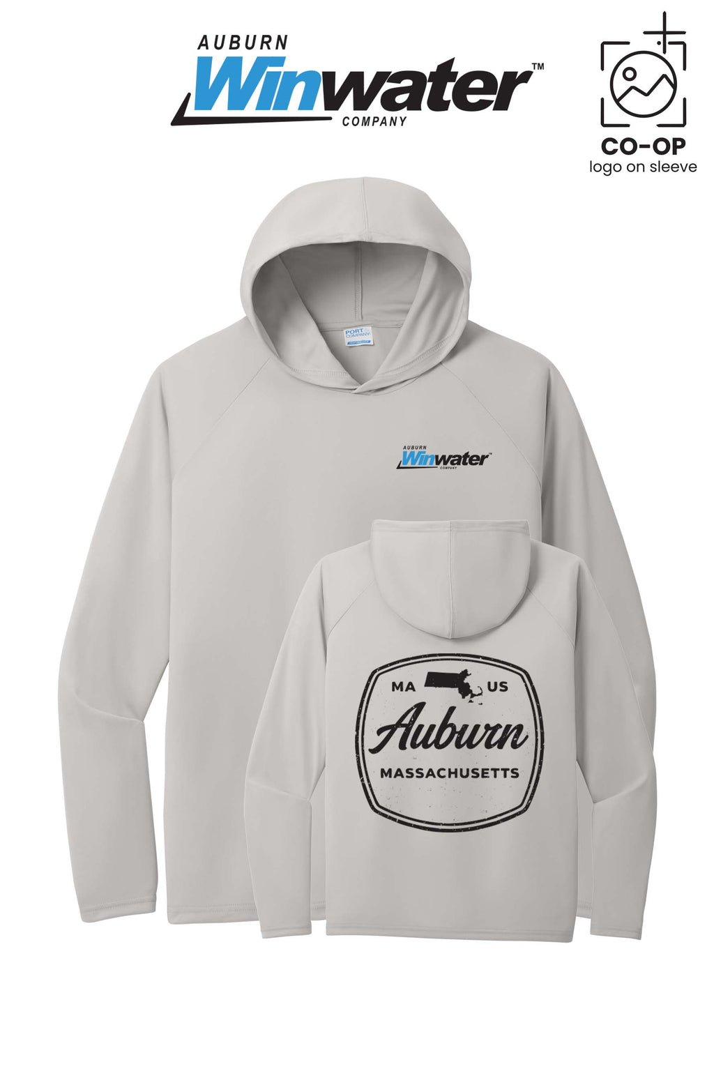Port & Co™ Performance Pullover Hooded UPF50 Tee - Auburn Winwater