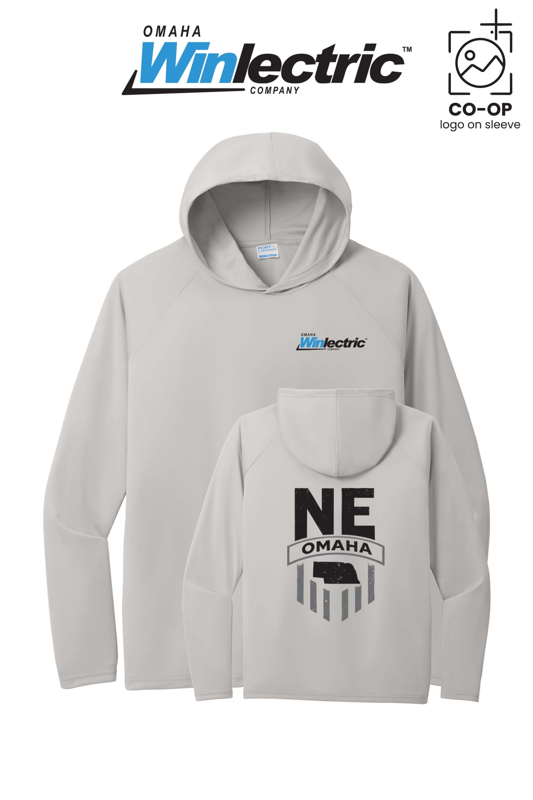 Port & Co™ Performance Pullover Hooded UPF50 Tee - Omaha Winlectric
