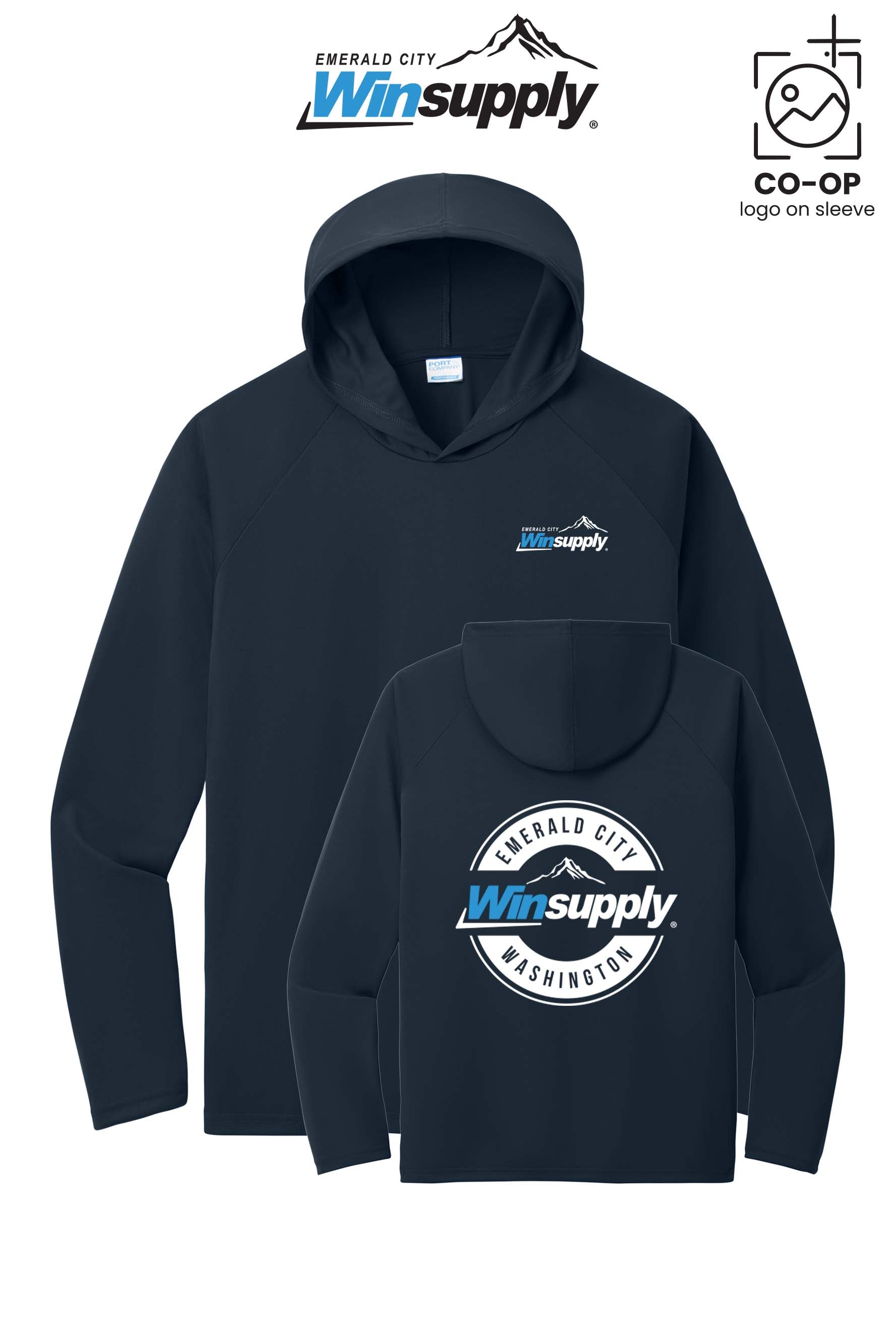 Port & Co™ Performance Pullover Hooded UPF50 Tee - Winsupply Emerald City