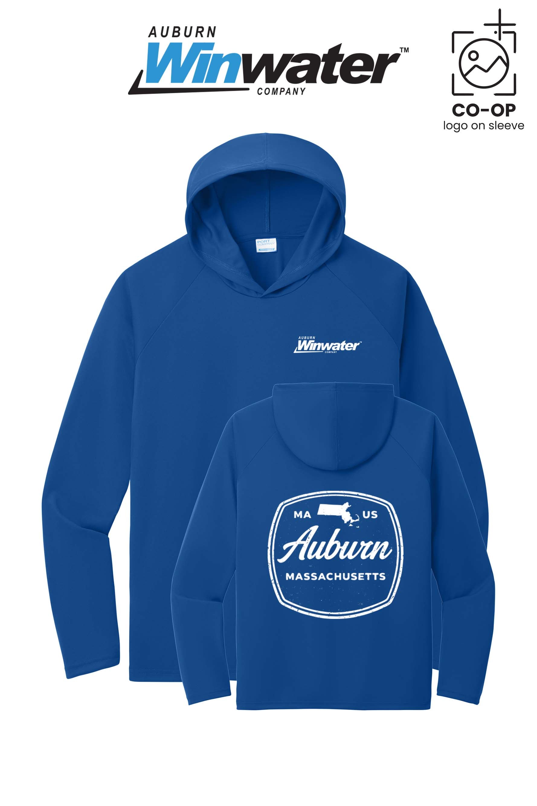 Port & Co™ Performance Pullover Hooded UPF50 Tee - Auburn Winwater