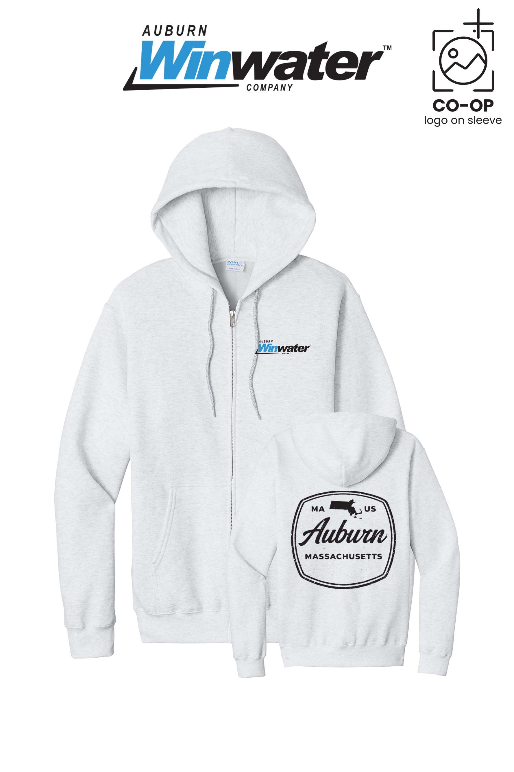 Port & Co™ Core Fleece Full-Zip Hooded Sweatshirt - Auburn Winwater