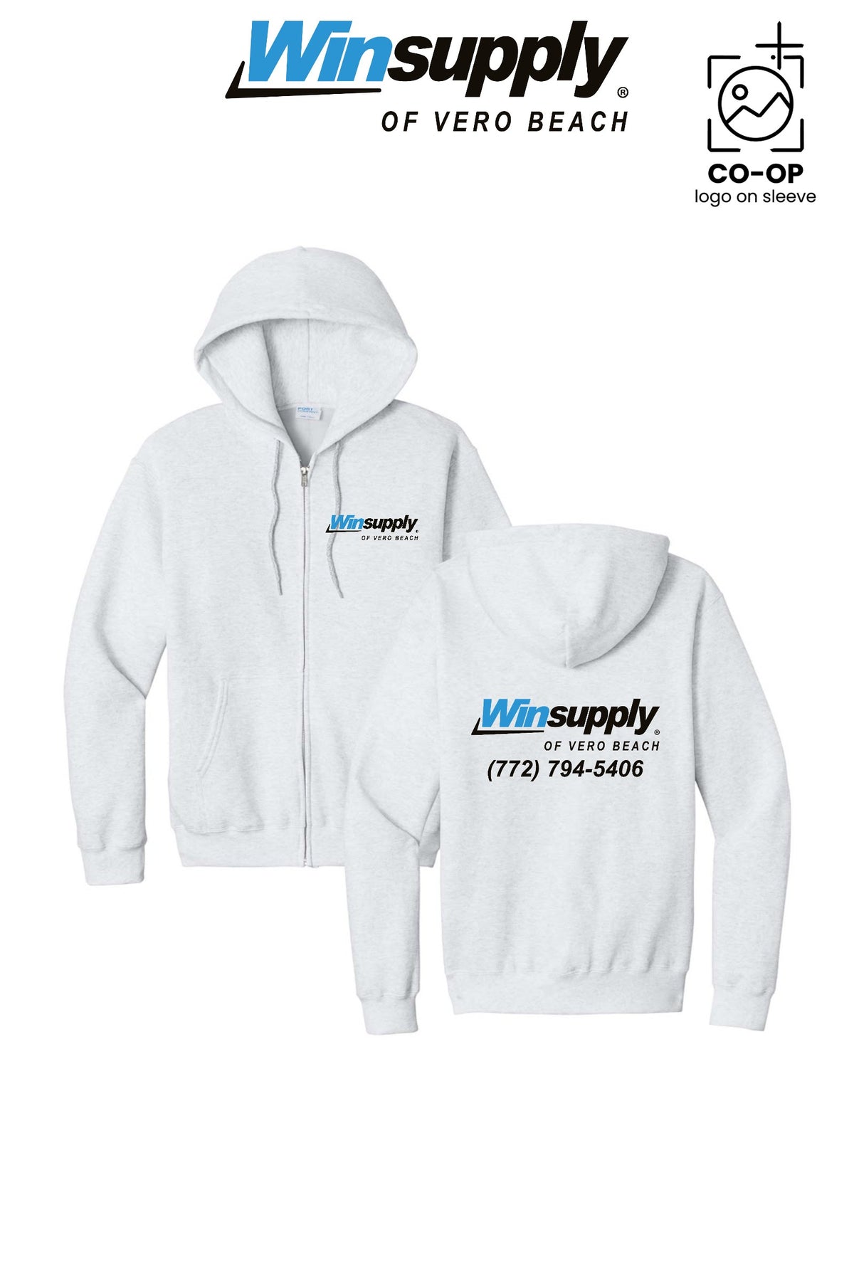 Port & Co™ Core Fleece Full-Zip Hooded Sweatshirt - Winsupply of Vero Beach