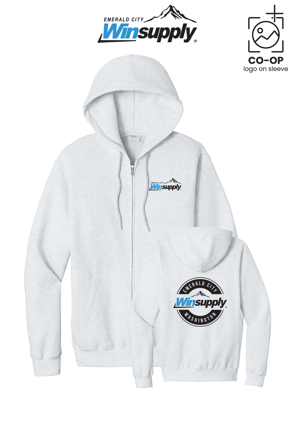 Port & Co™ Core Fleece Full-Zip Hooded Sweatshirt - Winsupply Emerald City