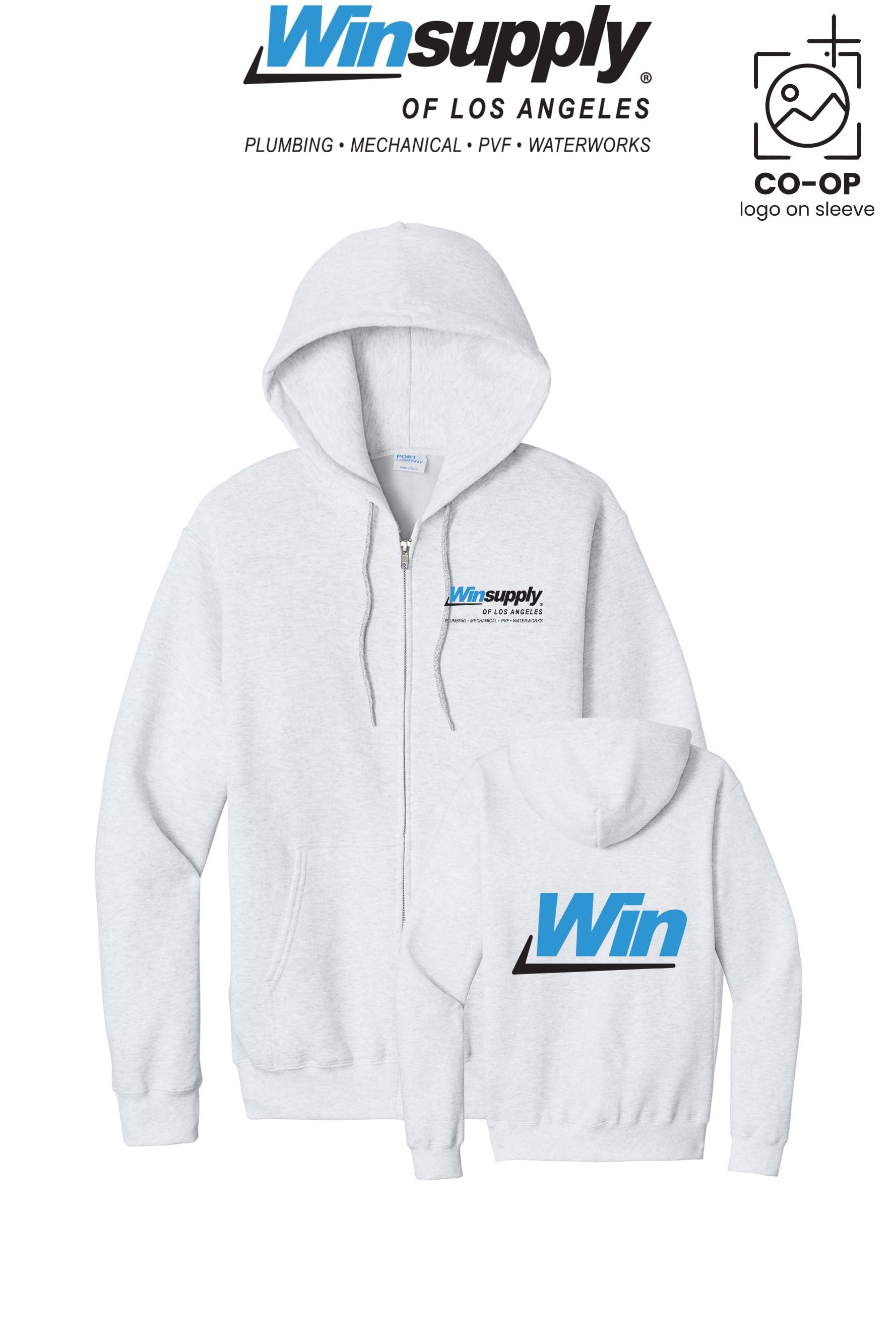 Port & Co™ Core Fleece Full-Zip Hooded Sweatshirt - Winsupply of Los Angeles