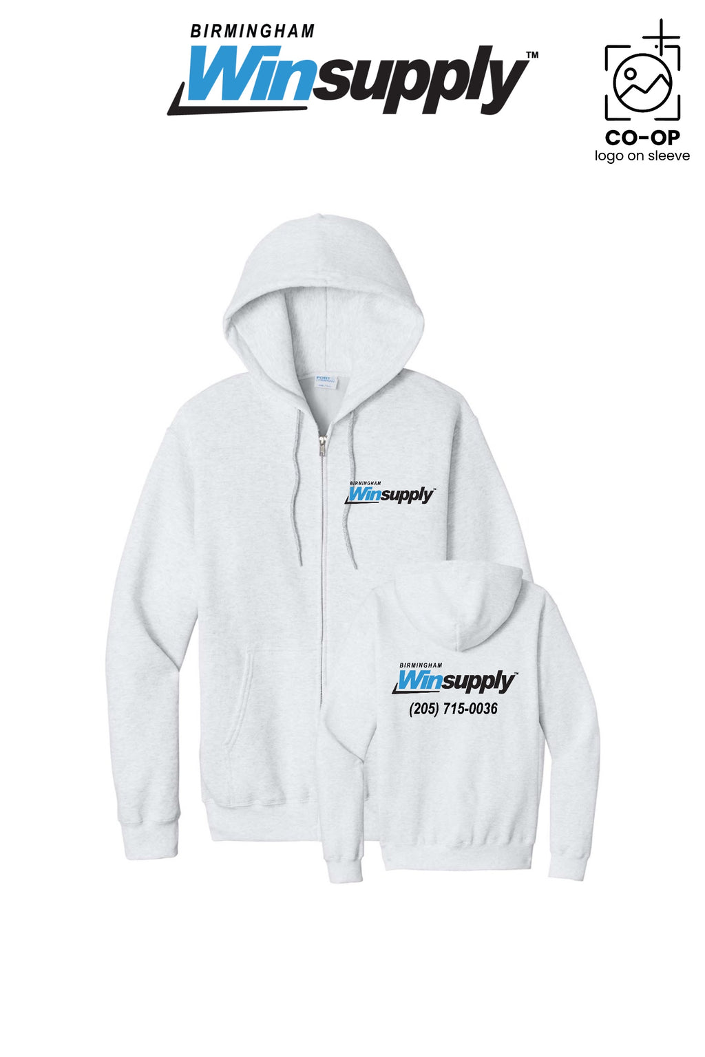 Port & Co™ Core Fleece Full-Zip Hooded Sweatshirt - Birmingham Winsupply