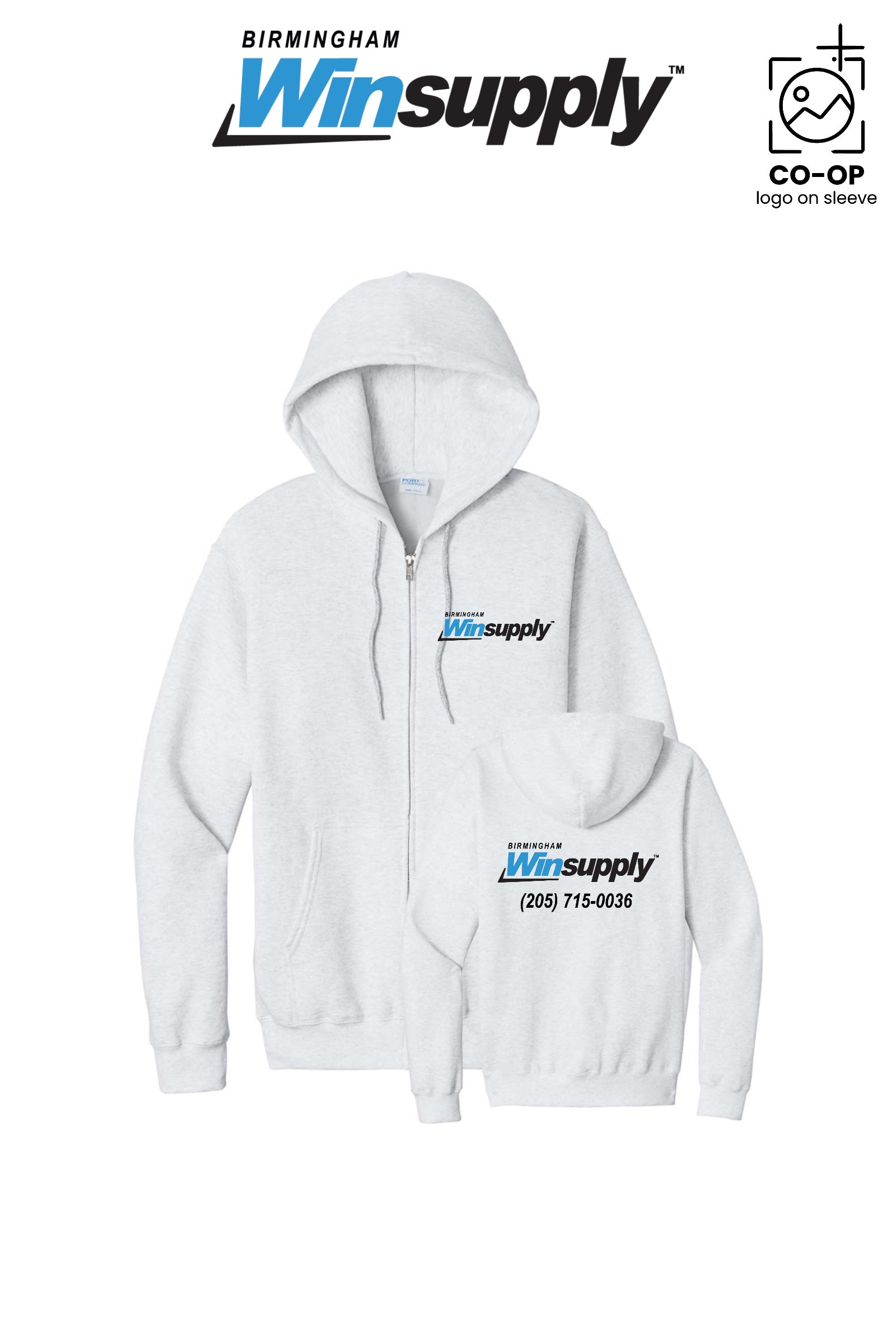 Port & Co™ Core Fleece Full-Zip Hooded Sweatshirt - Birmingham Winsupply