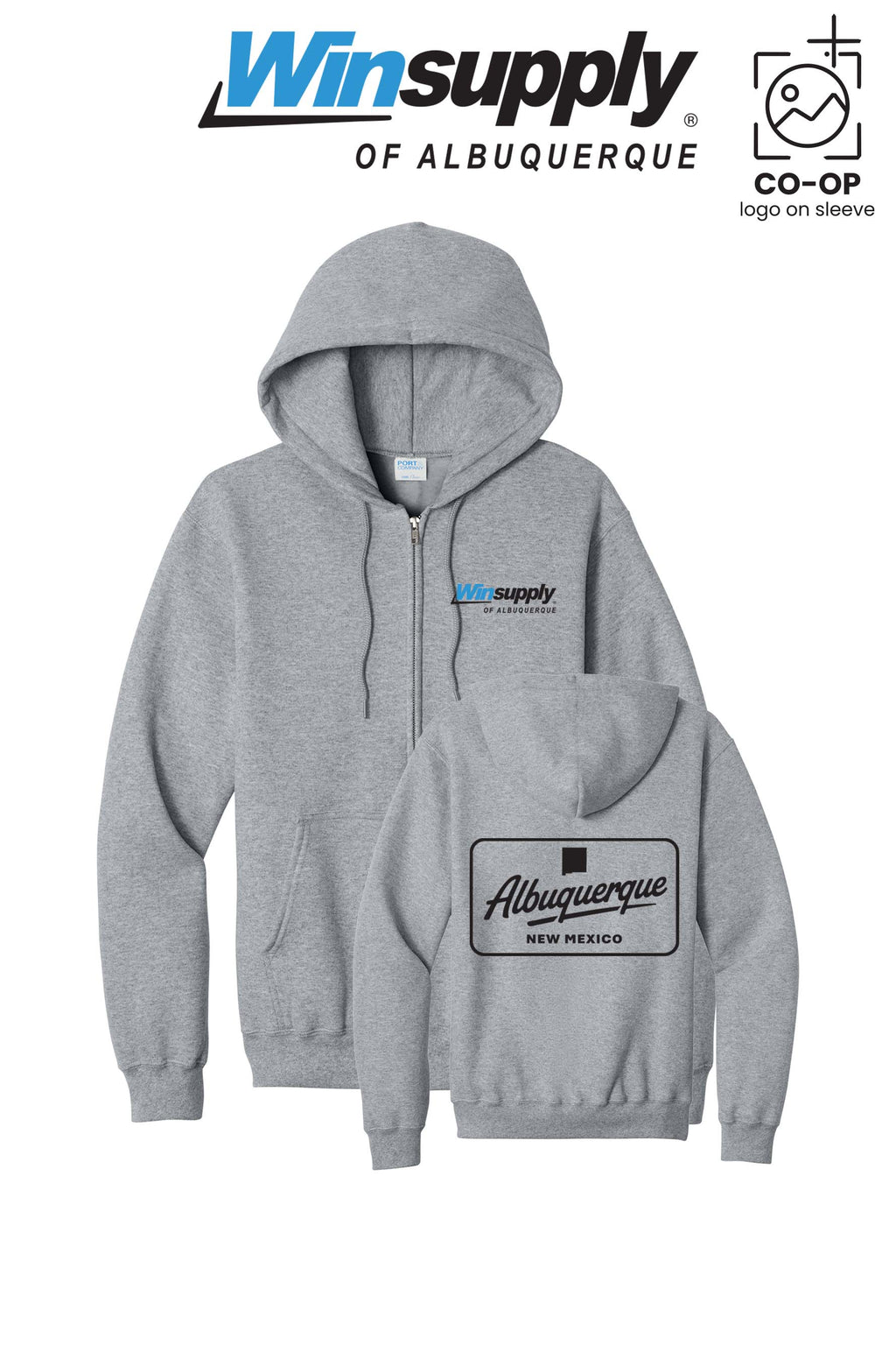 Port & Co™ Core Fleece Full-Zip Hooded Sweatshirt - Winsupply of Albuquerque