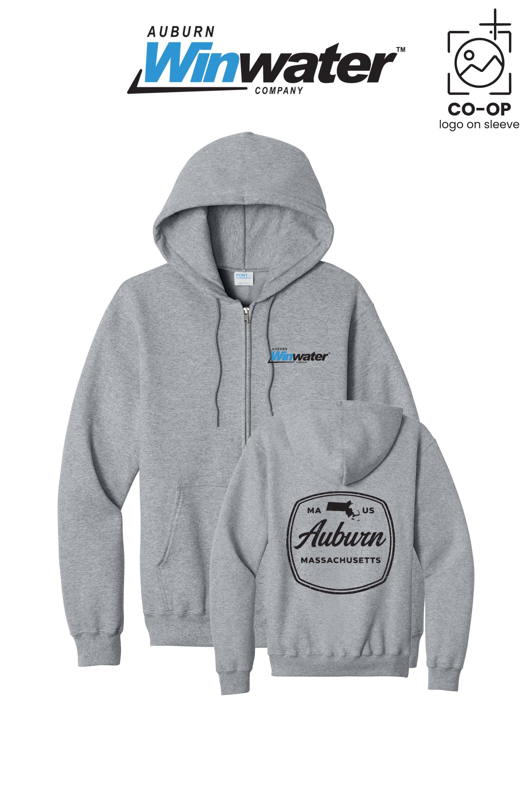 Port & Co™ Core Fleece Full-Zip Hooded Sweatshirt - Auburn Winwater