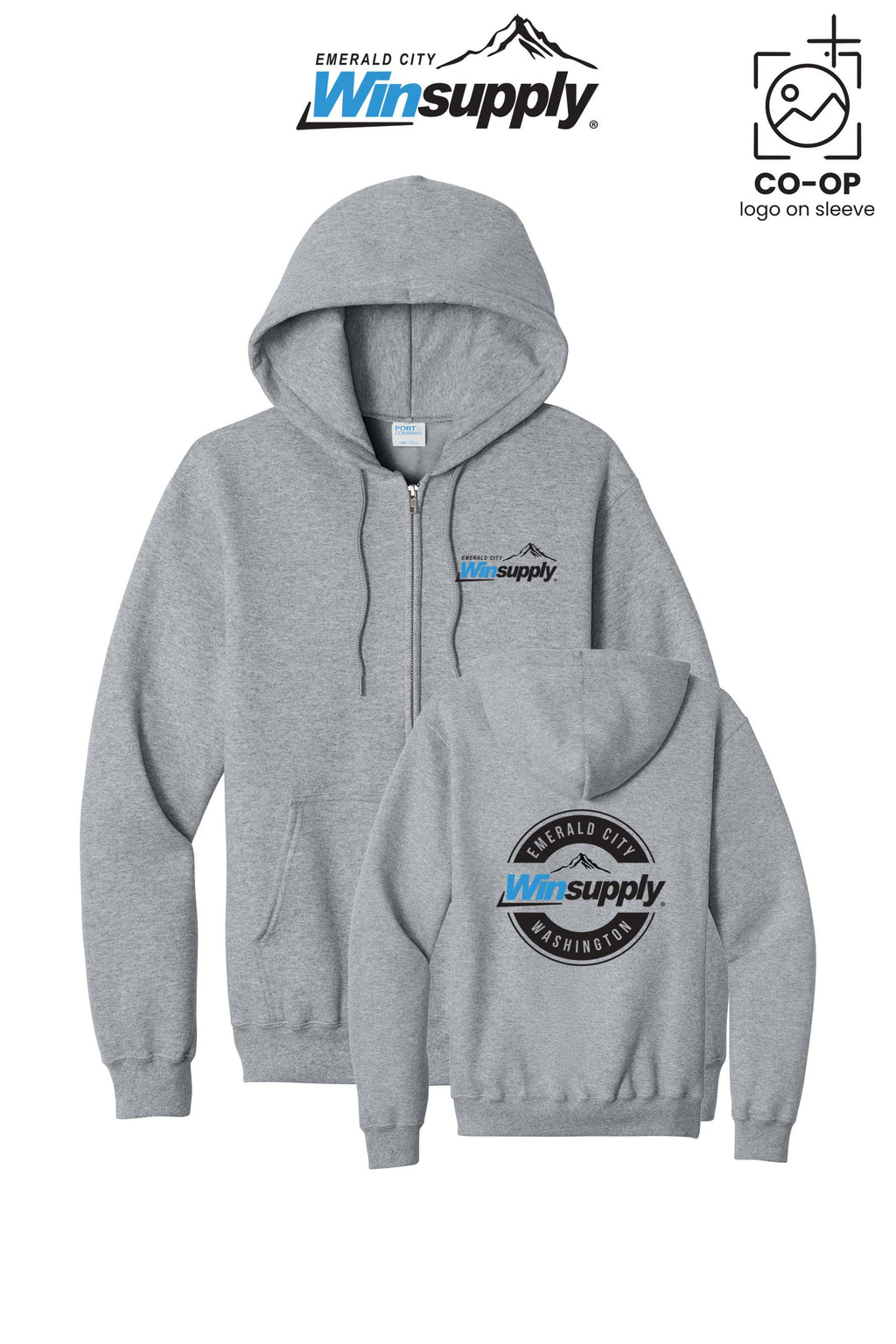 Port & Co™ Core Fleece Full-Zip Hooded Sweatshirt - Winsupply Emerald City