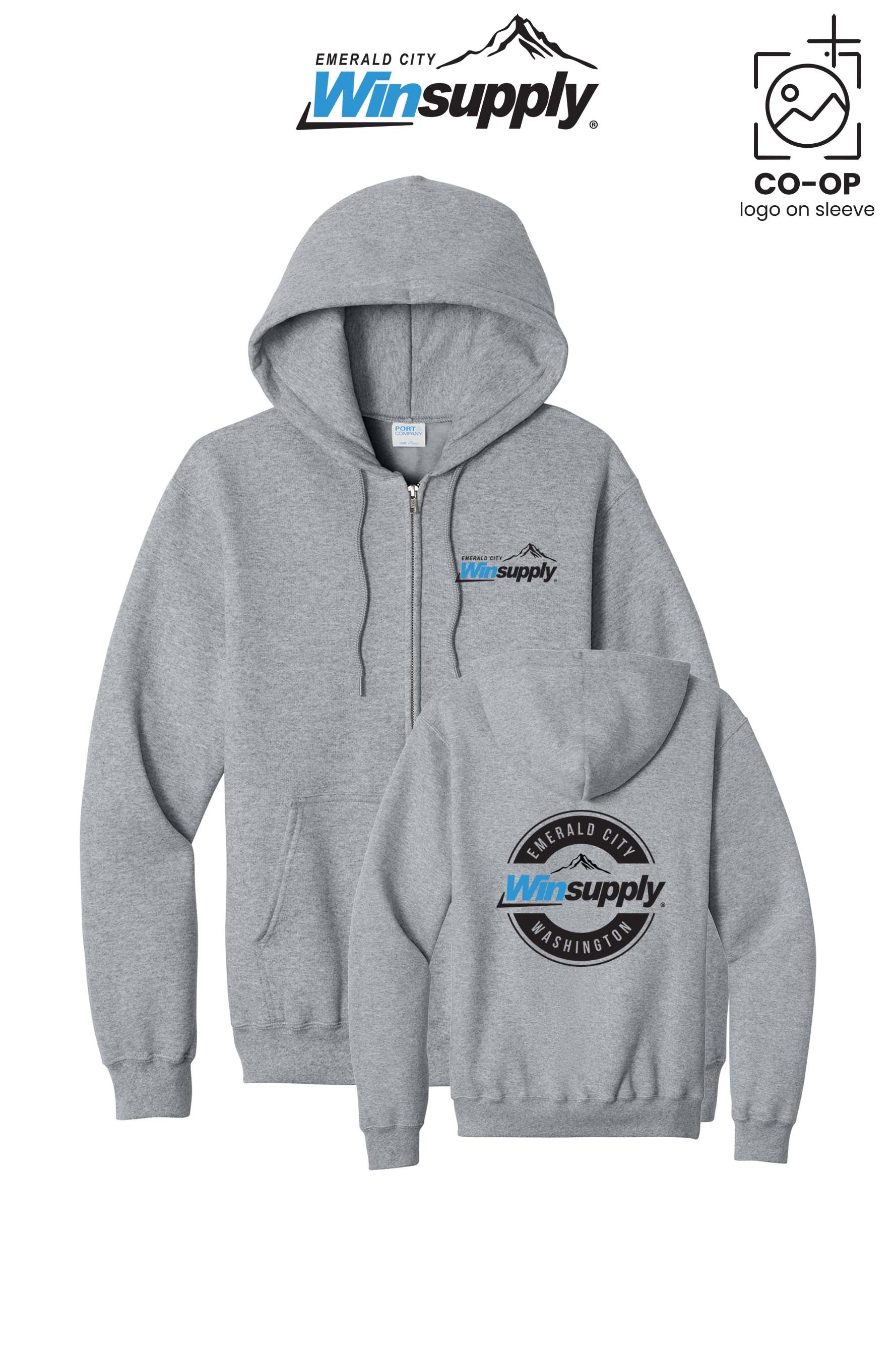 Port & Co™ Core Fleece Full-Zip Hooded Sweatshirt - Winsupply Emerald City