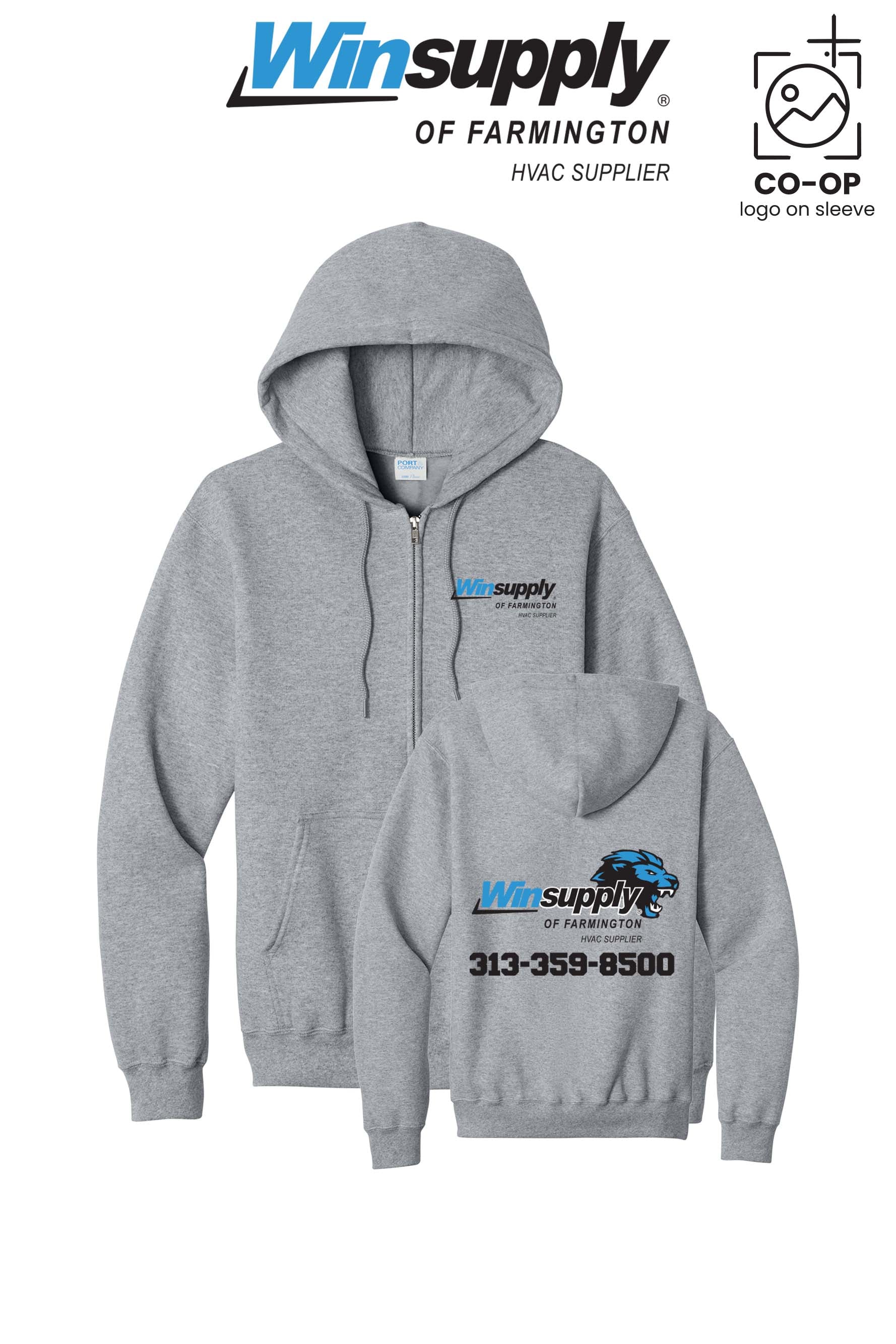 Port & Co™ Core Fleece Full-Zip Hooded Sweatshirt - Winsupply of Farmington