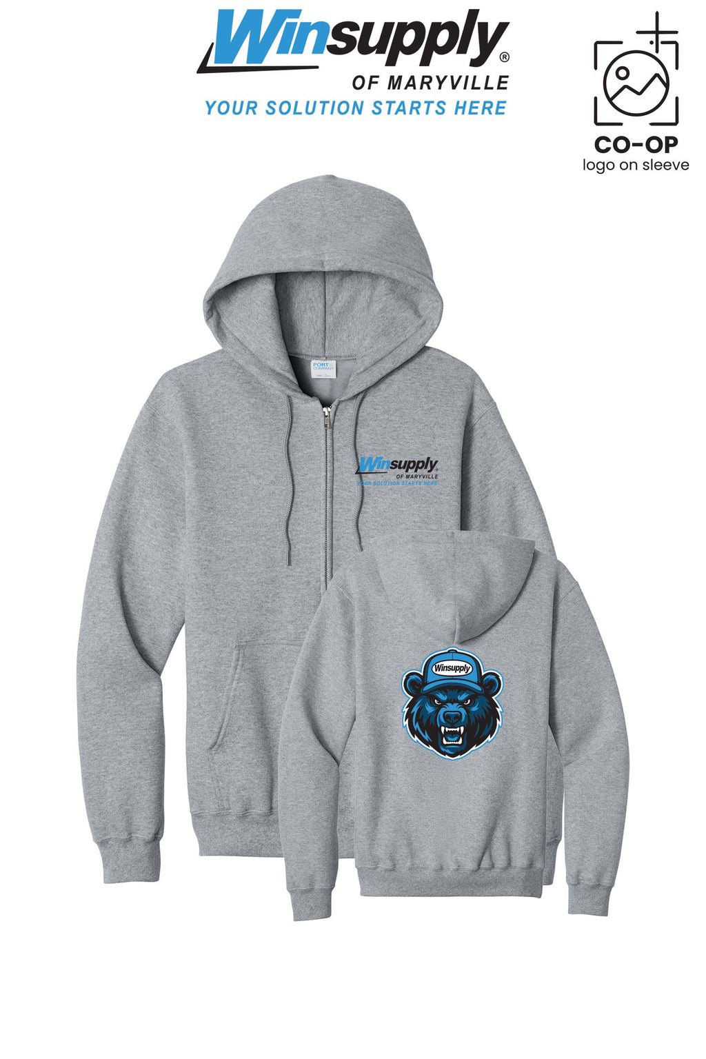 Port & Co™ Core Fleece Full-Zip Hooded Sweatshirt - Winsupply of Maryville