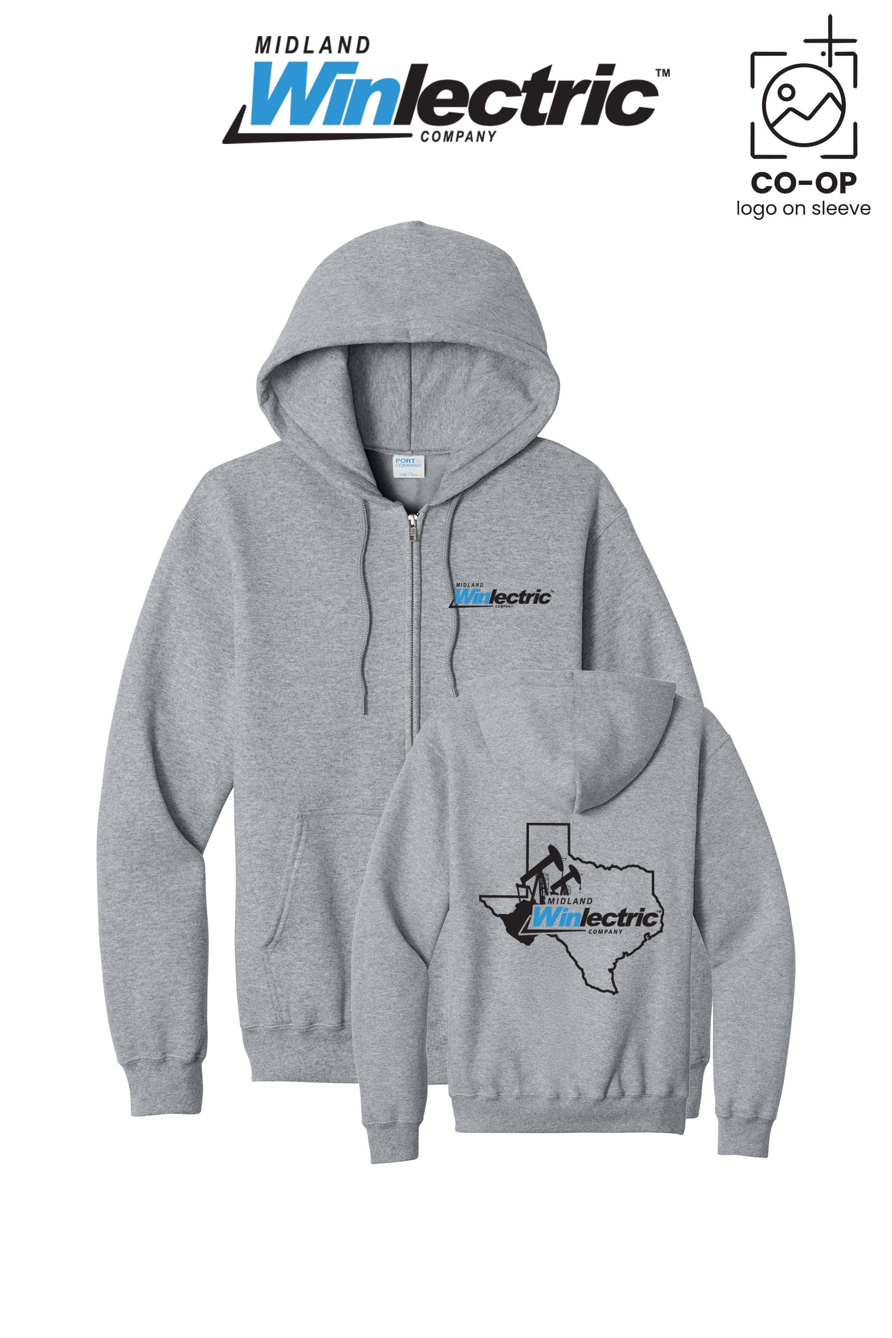 Port & Co™ Core Fleece Full-Zip Hooded Sweatshirt - Winlectric of Midland