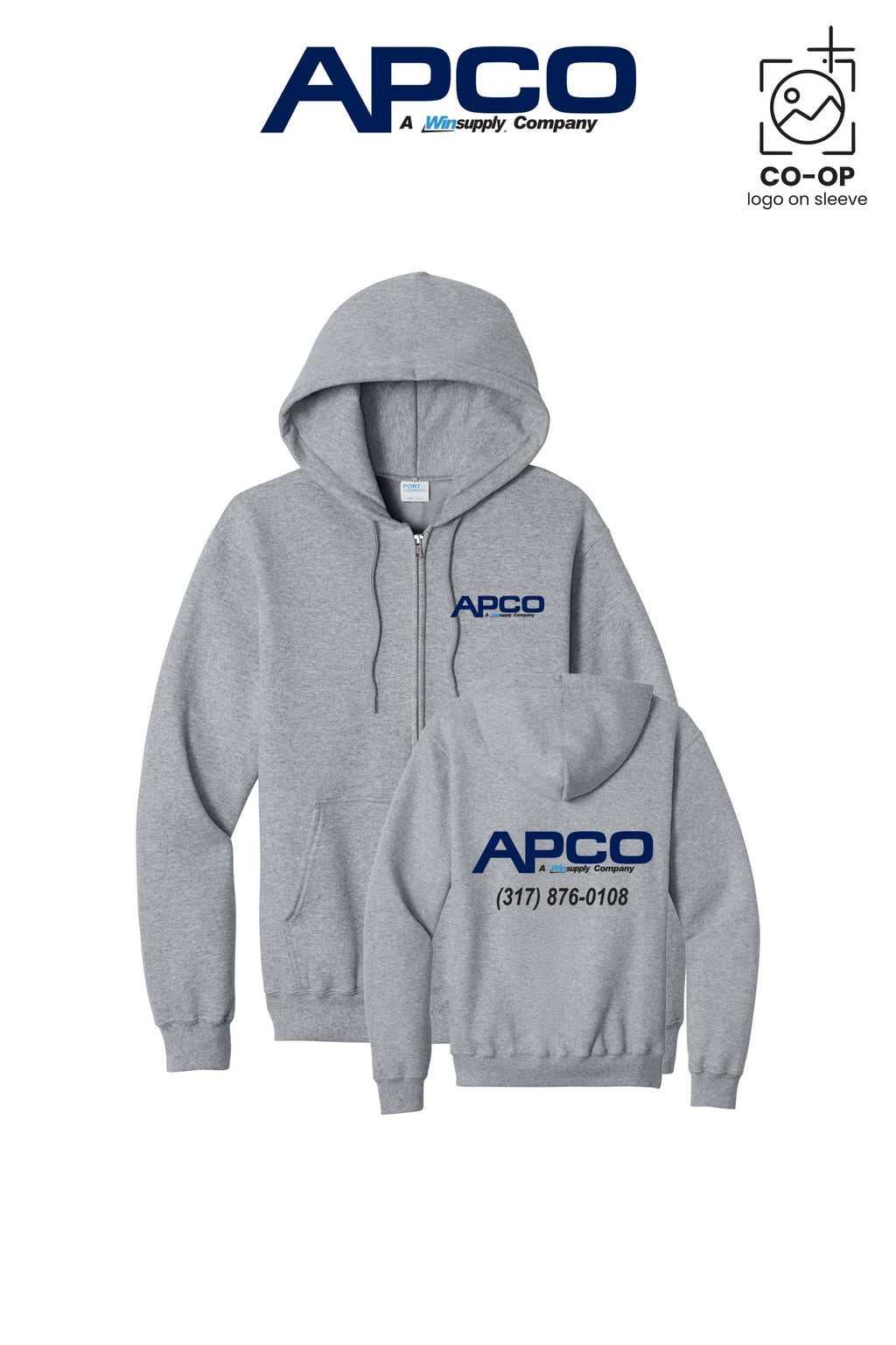Port & Co™ Core Fleece Full-Zip Hooded Sweatshirt - APCO Supply - Indianapolis