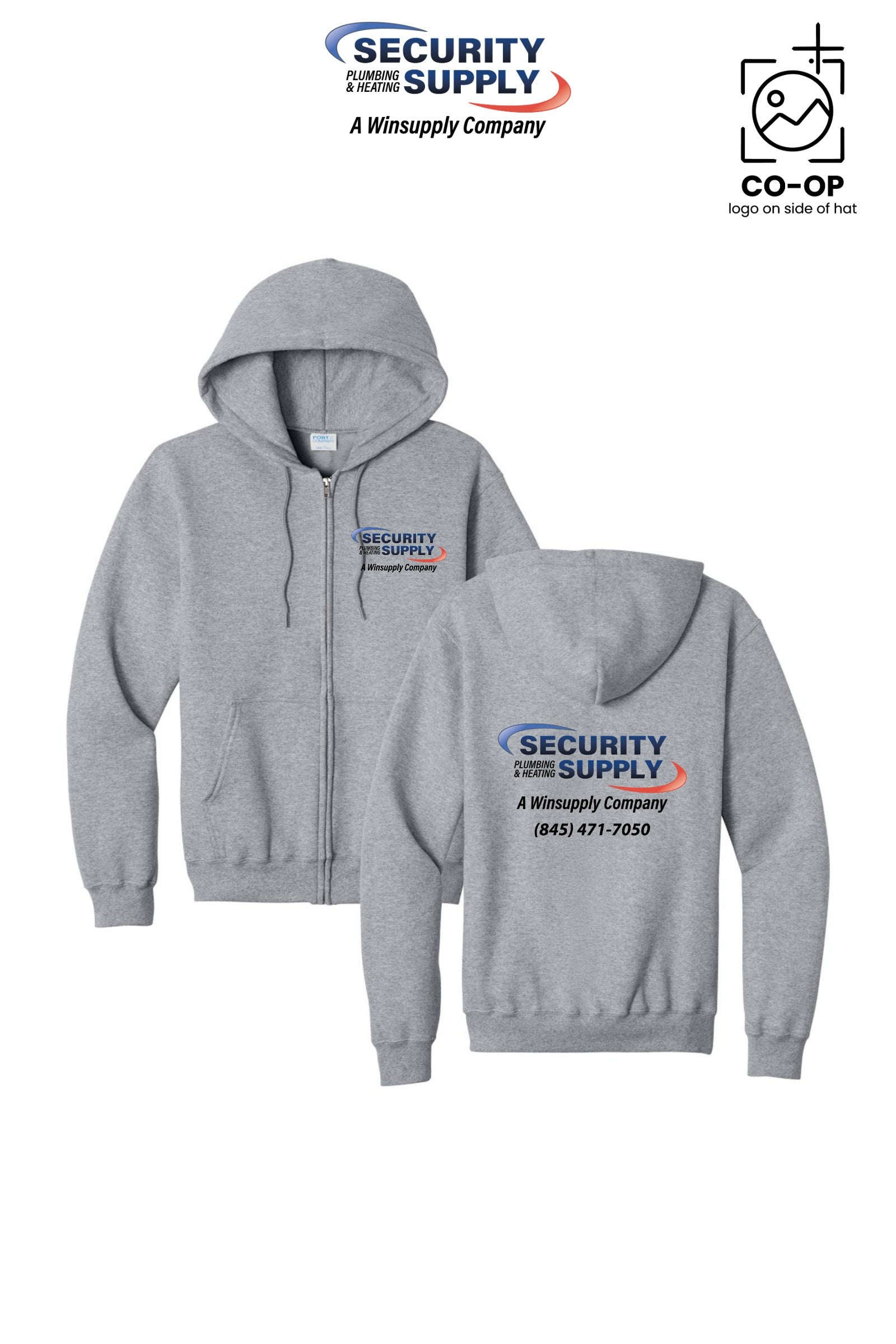 Port & Co™ Core Fleece Full-Zip Hooded Sweatshirt - Security Plumbing & Heating Supply - Poughkeepsie, NY