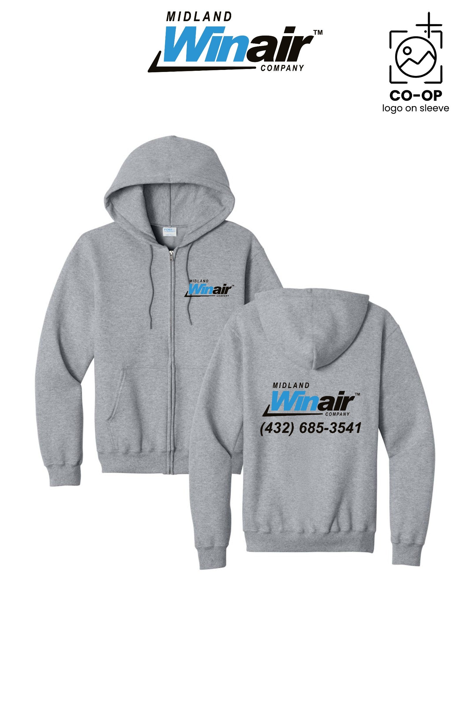 Port & Co™ Core Fleece Full-Zip Hooded Sweatshirt - Midland Winair