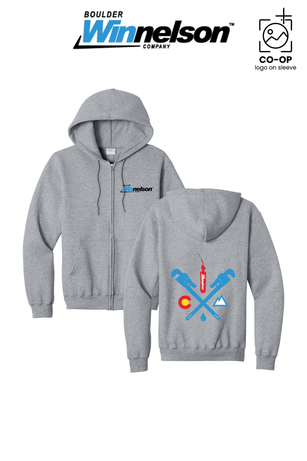 Port & Co™ Core Fleece Full-Zip Hooded Sweatshirt - Boulder Winnelson
