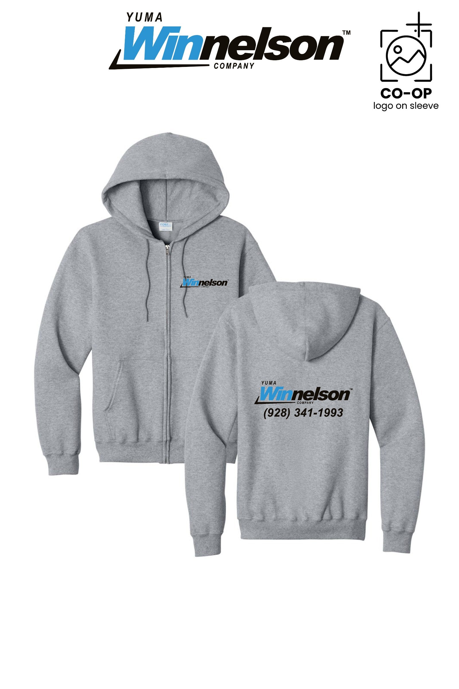 Port & Co™ Core Fleece Full-Zip Hooded Sweatshirt - Yuma Winnelson