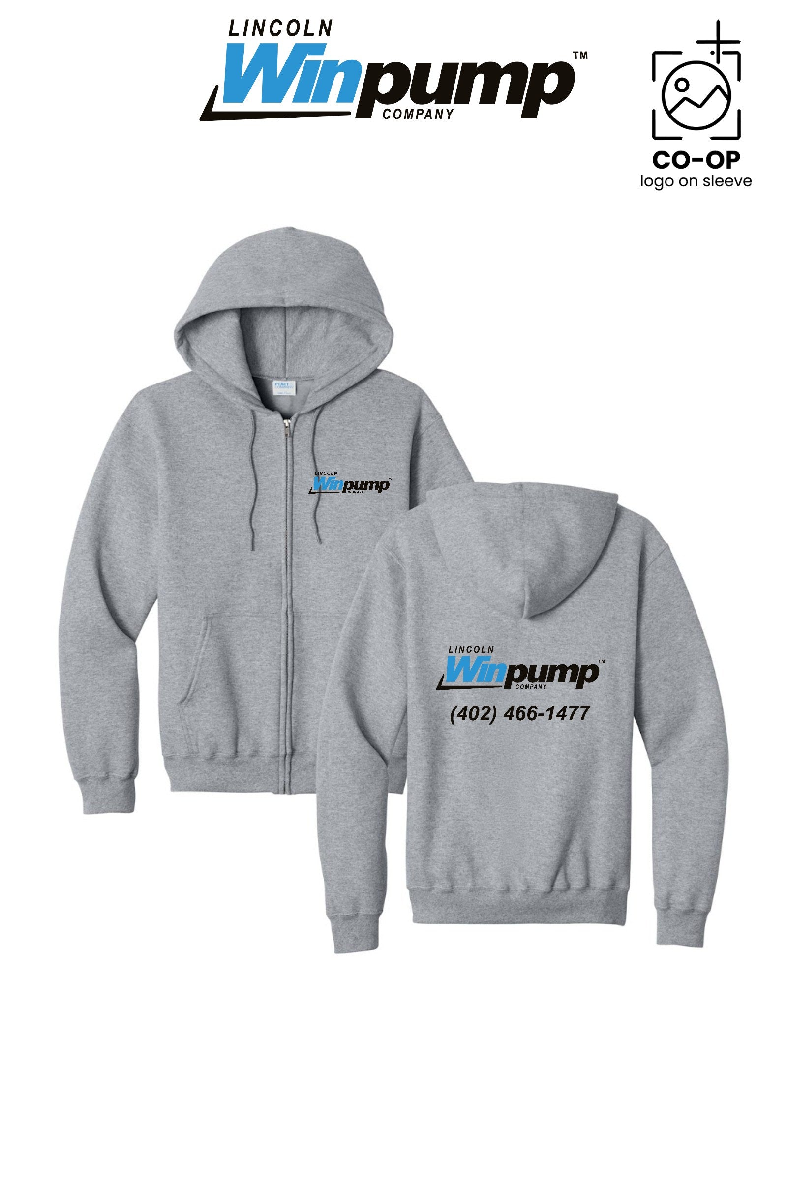 Port & Co™ Core Fleece Full-Zip Hooded Sweatshirt - Lincoln Winpump