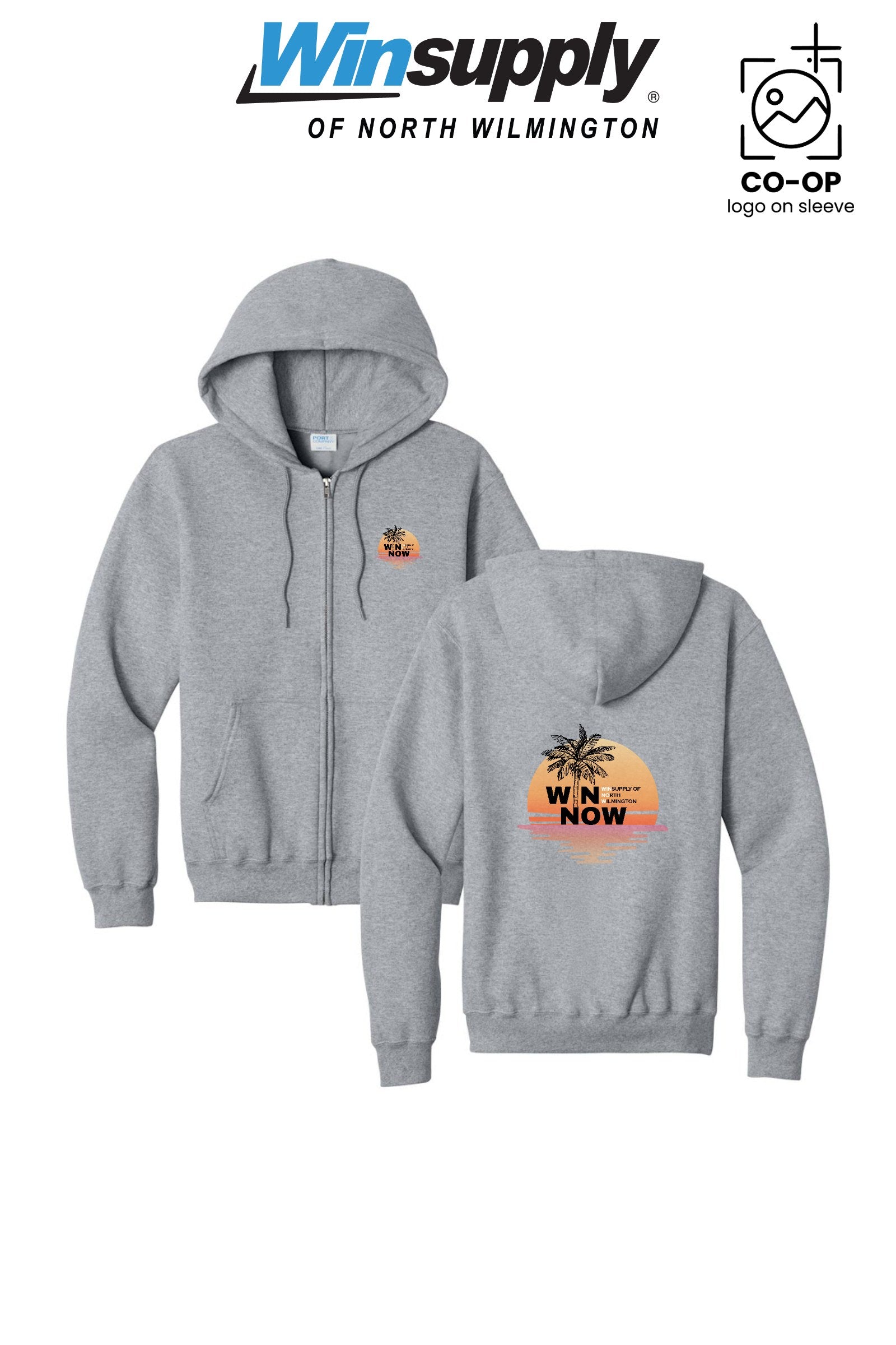 "WIN NOW" Port & Co™ Core Fleece Full-Zip Hooded Sweatshirt - Winsupply N Wilmington NC