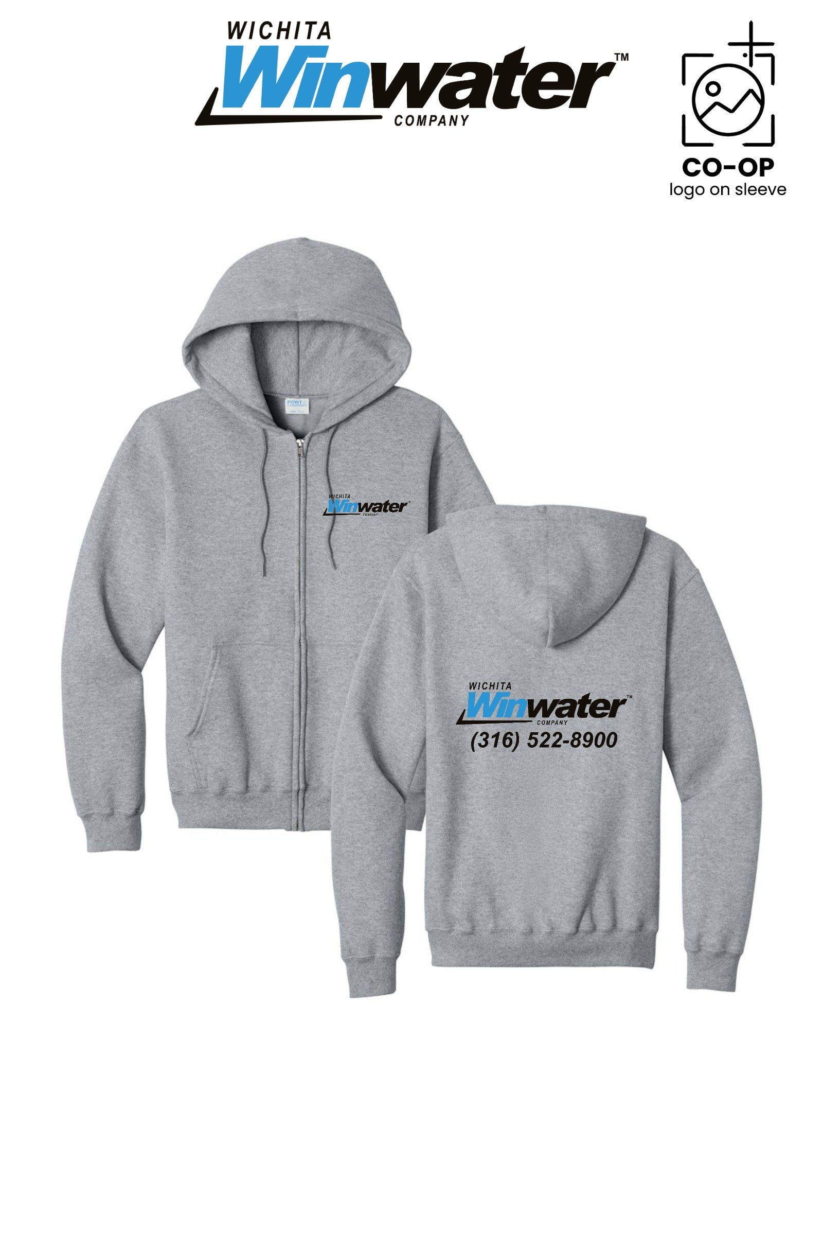 Port & Co™ Core Fleece Full-Zip Hooded Sweatshirt - Wichita Winwater