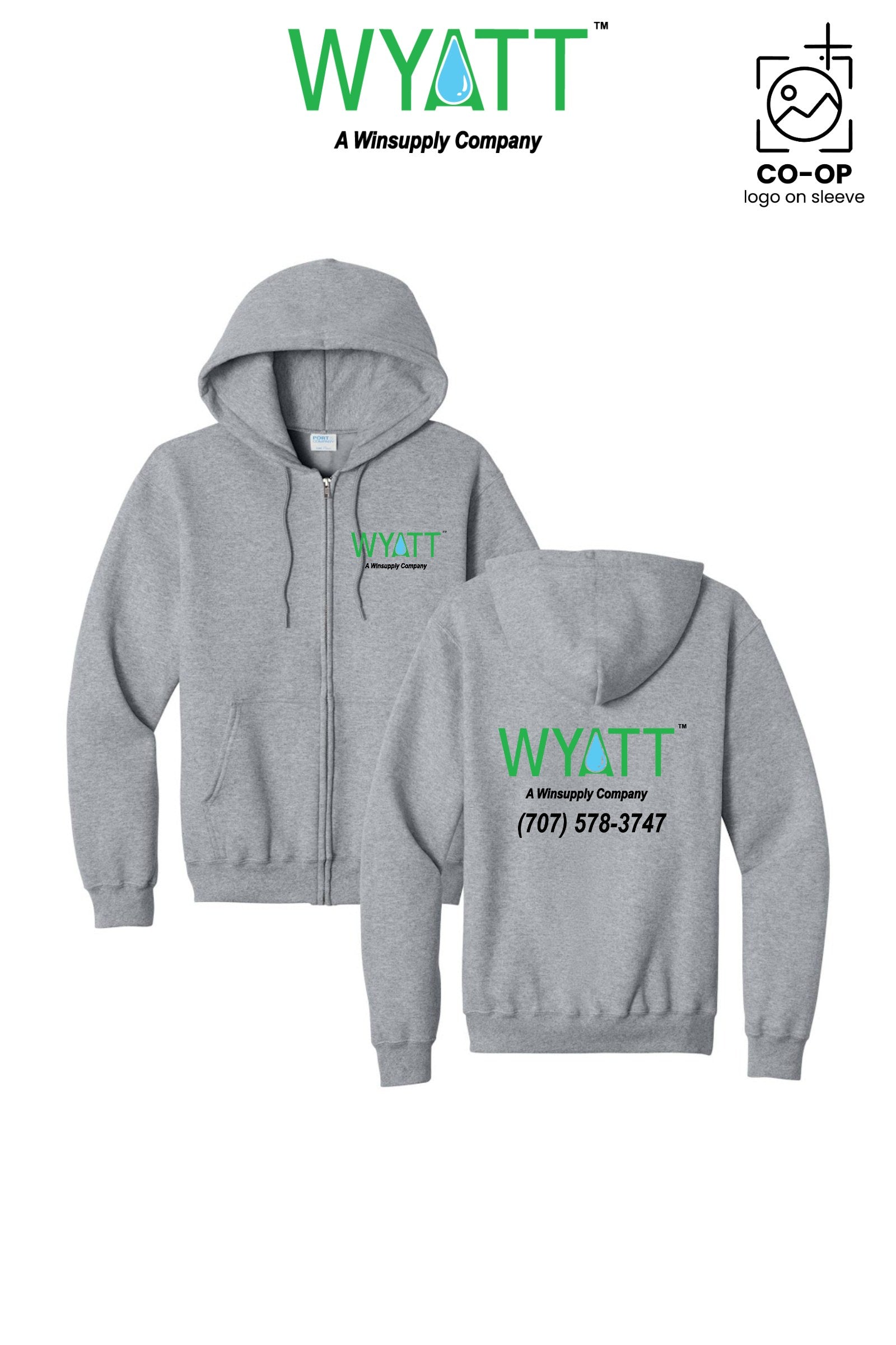 Port & Co™ Core Fleece Full-Zip Hooded Sweatshirt - Wyatt Irrigation of Santa Rosa