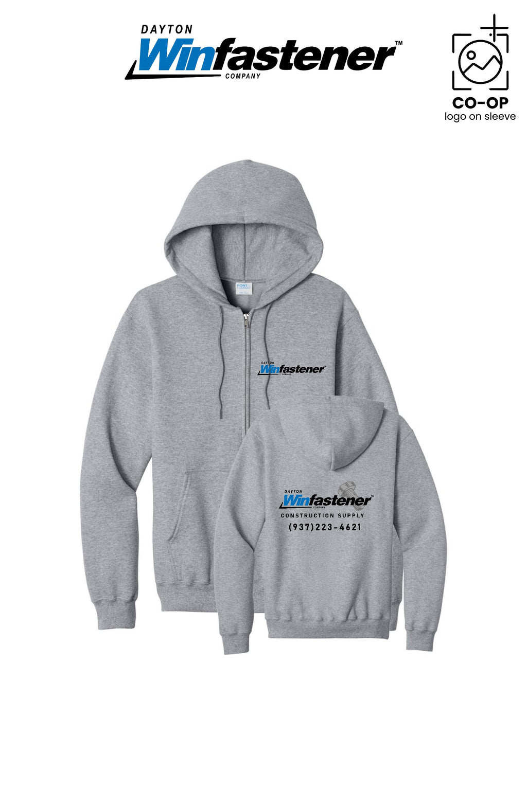 Port & Co™ Core Fleece Full-Zip Hooded Sweatshirt - Dayton Winfastener