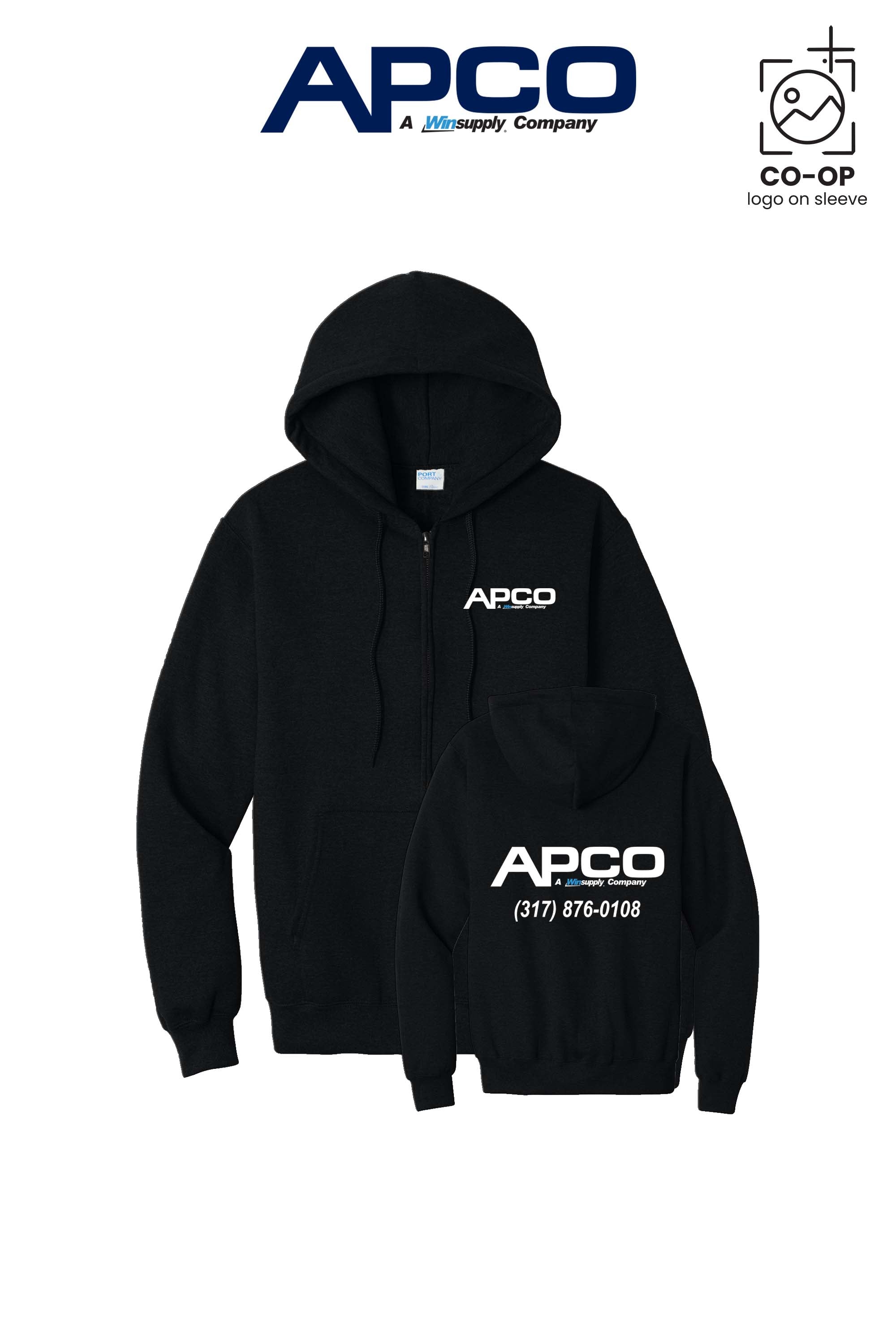 Port & Co™ Core Fleece Full-Zip Hooded Sweatshirt - APCO Supply - Indianapolis