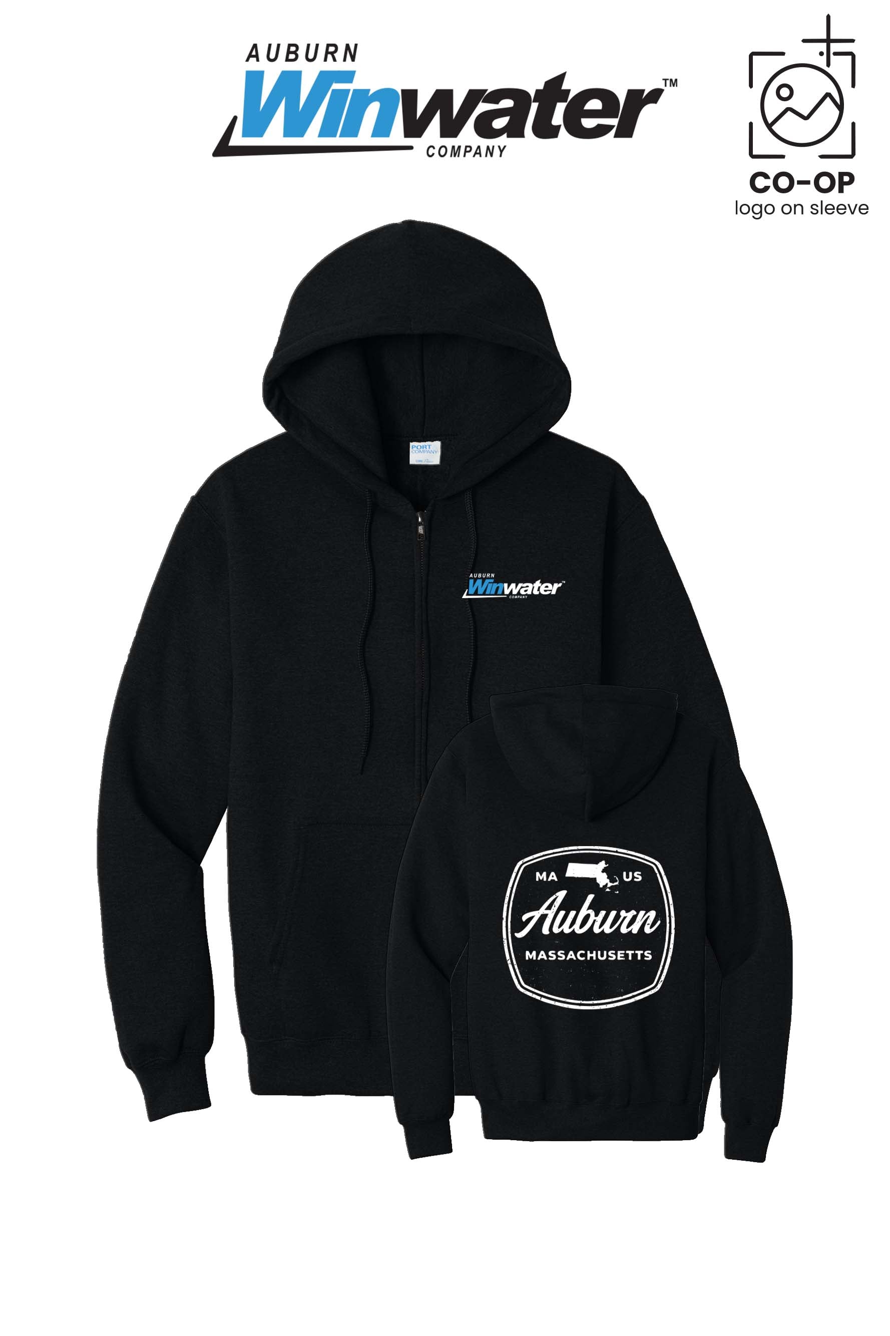 Port & Co™ Core Fleece Full-Zip Hooded Sweatshirt - Auburn Winwater