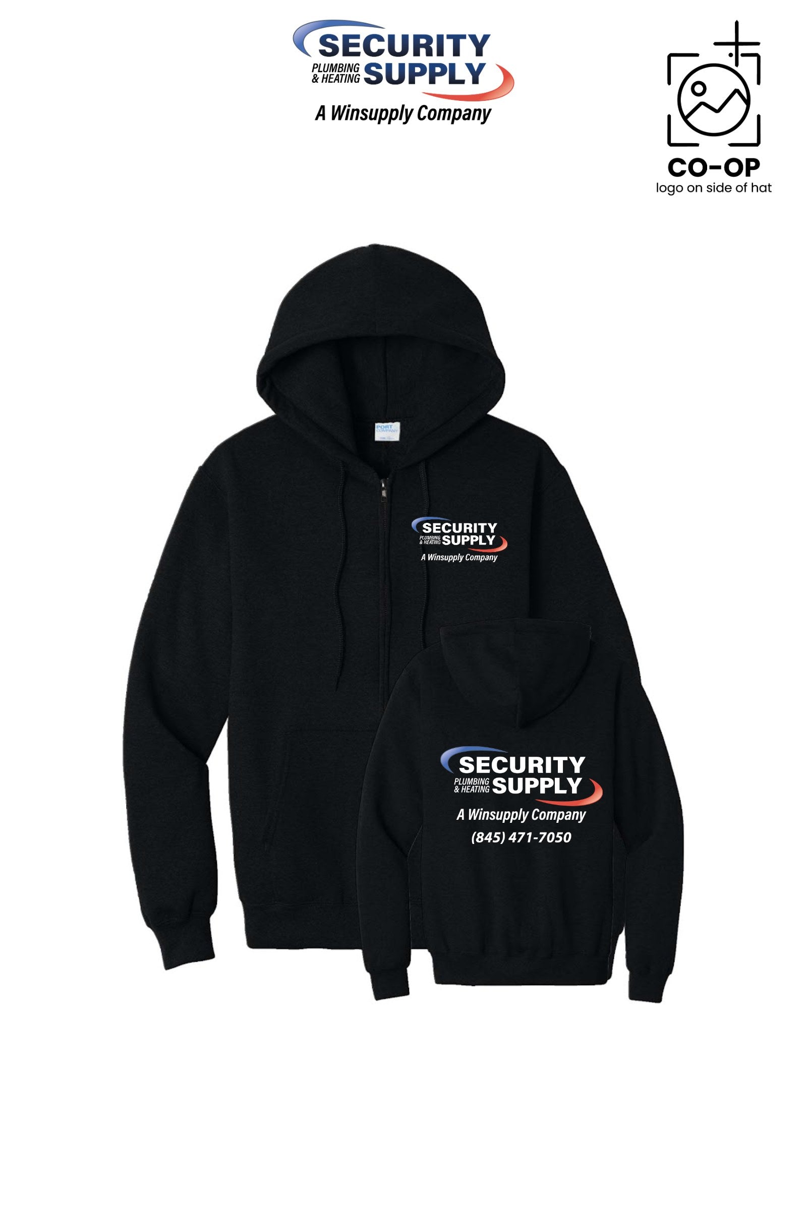 Port & Co™ Core Fleece Full-Zip Hooded Sweatshirt - Security Plumbing & Heating Supply - Poughkeepsie, NY