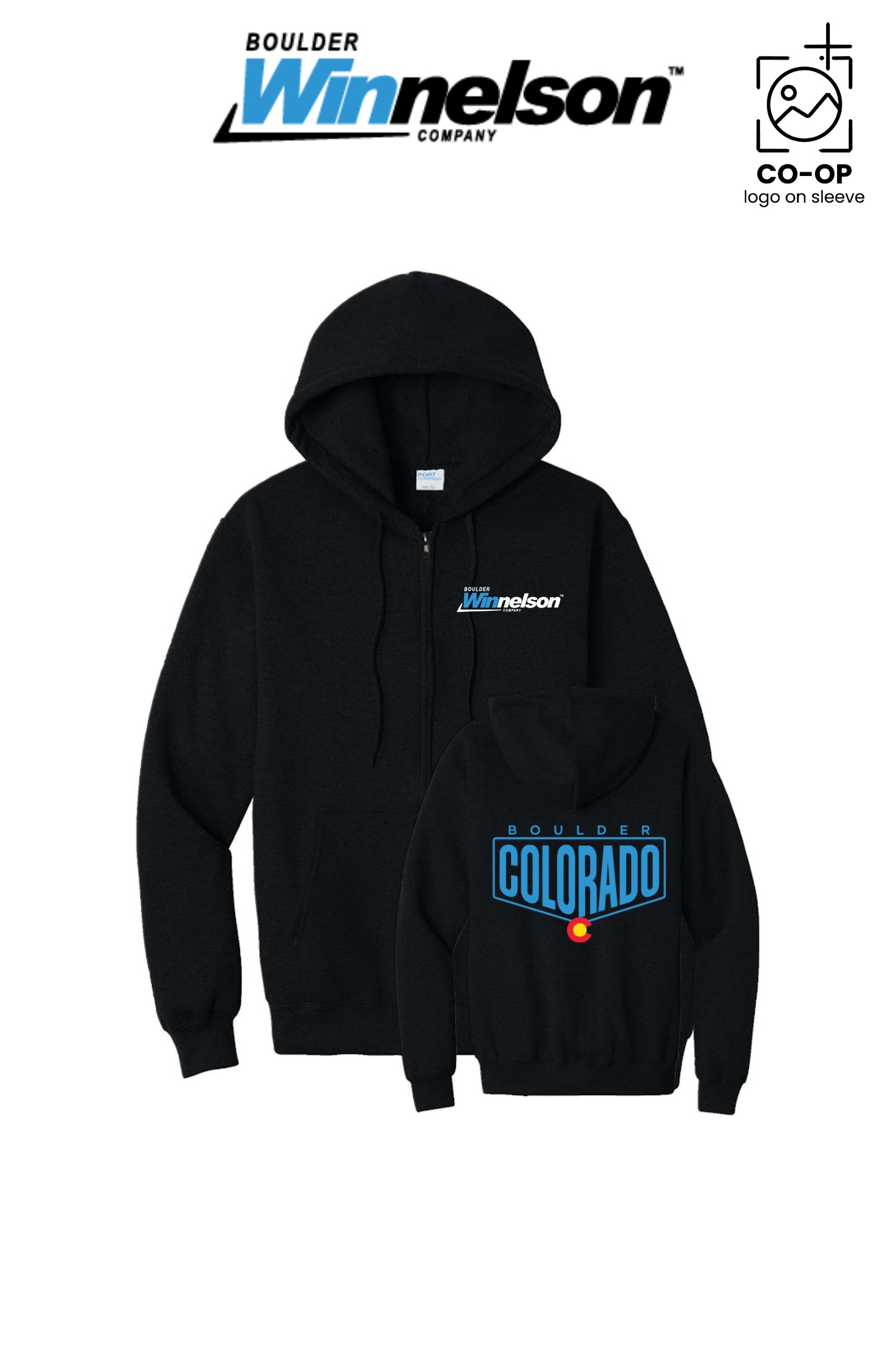 Port & Co™ Core Fleece Full-Zip Hooded Sweatshirt - Boulder Winnelson