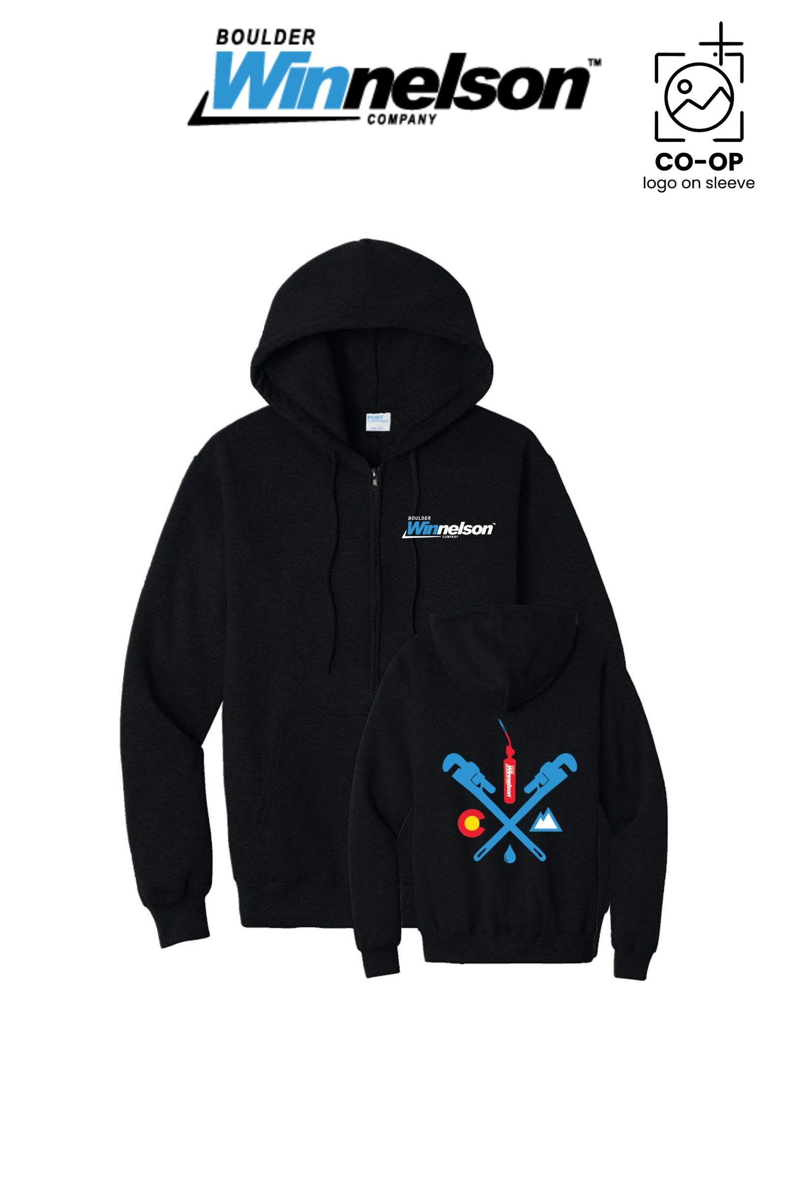 Port & Co™ Core Fleece Full-Zip Hooded Sweatshirt - Boulder Winnelson
