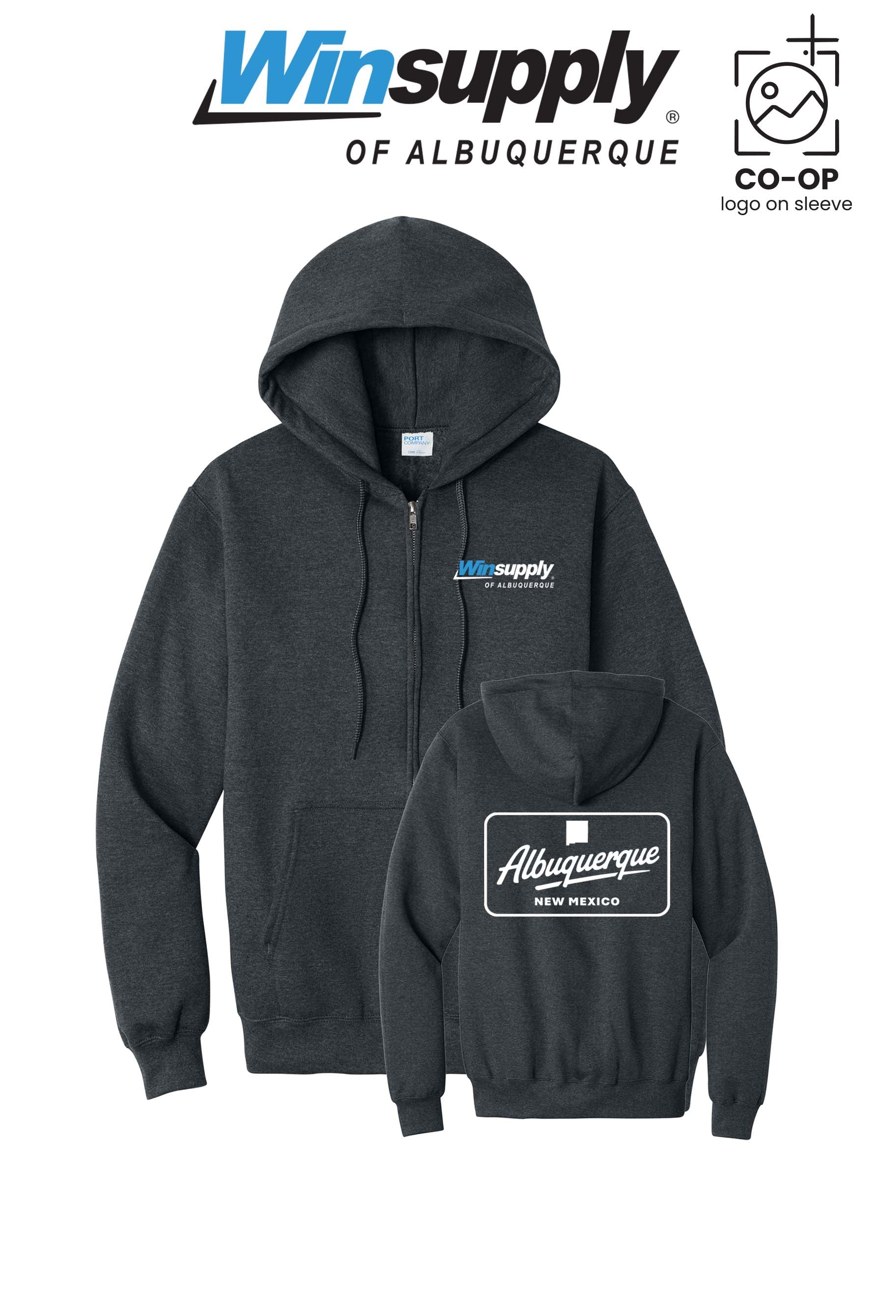 Port & Co™ Core Fleece Full-Zip Hooded Sweatshirt - Winsupply of Albuquerque
