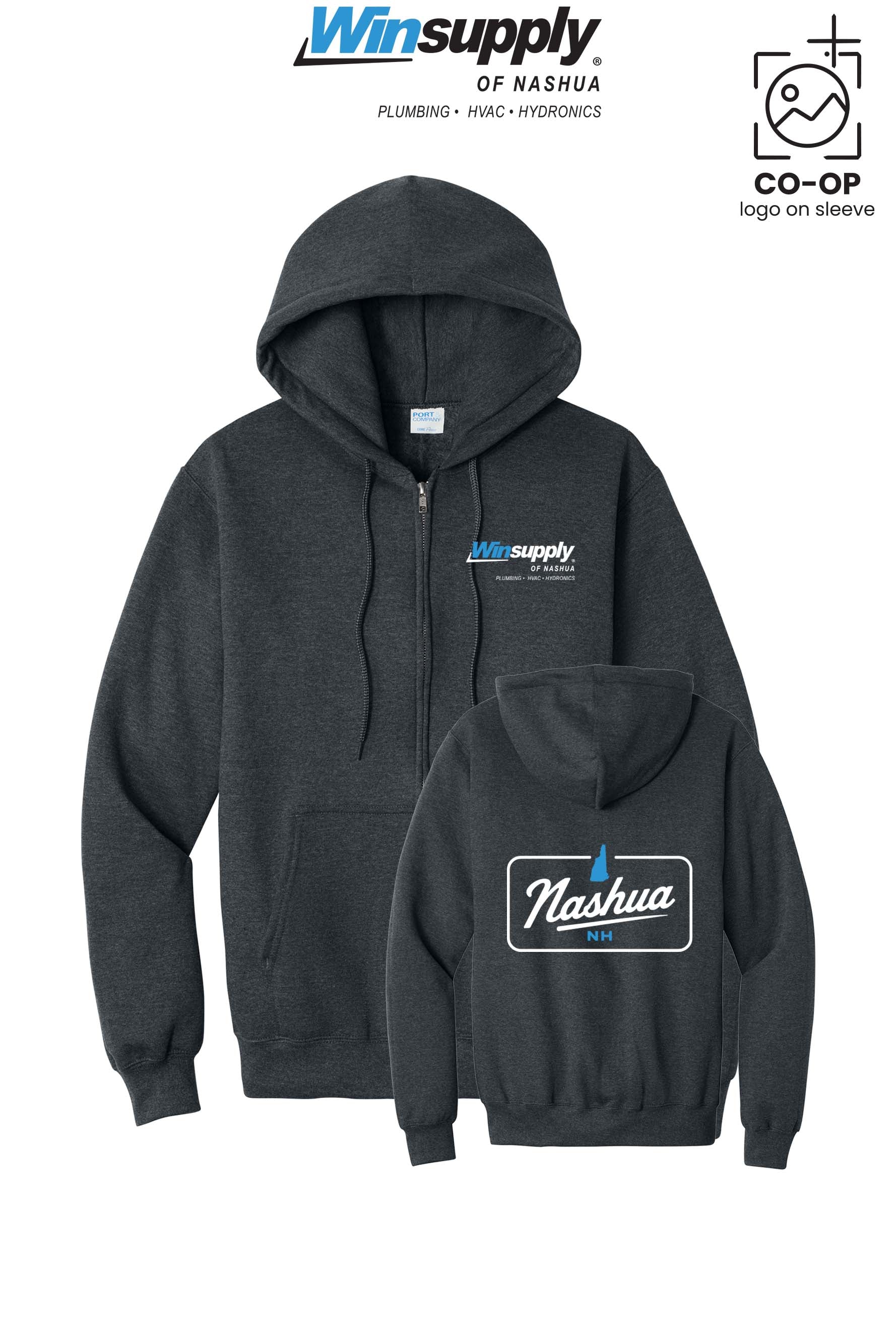 Port & Co™ Core Fleece Full-Zip Hooded Sweatshirt - Winsupply of Nashua