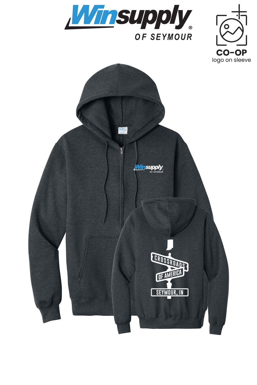 Port & Co™ Core Fleece Full-Zip Hooded Sweatshirt - Winsupply of Seymour IN