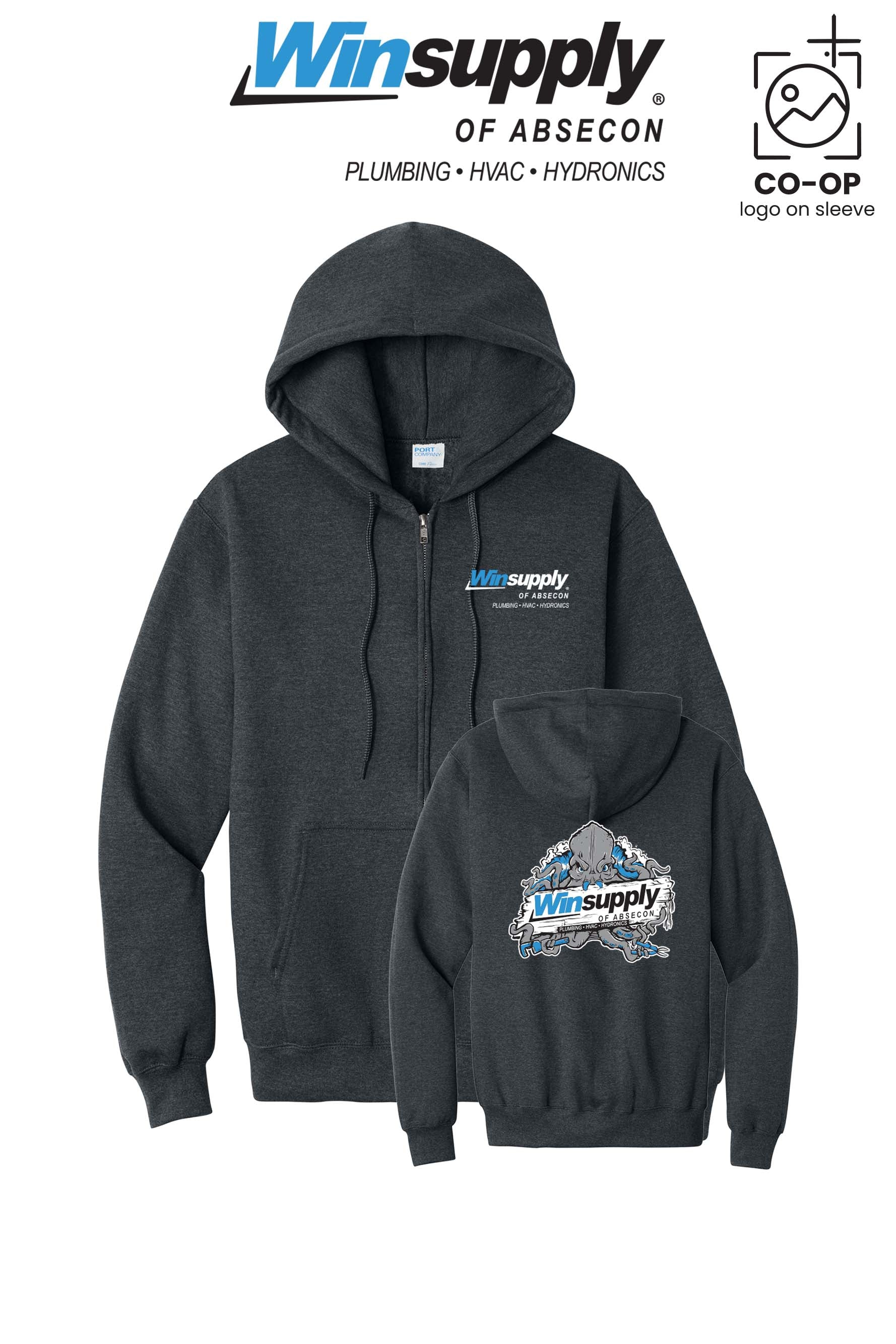 Port & Co™ Core Fleece Full-Zip Hooded Sweatshirt - Winsupply of Absecon