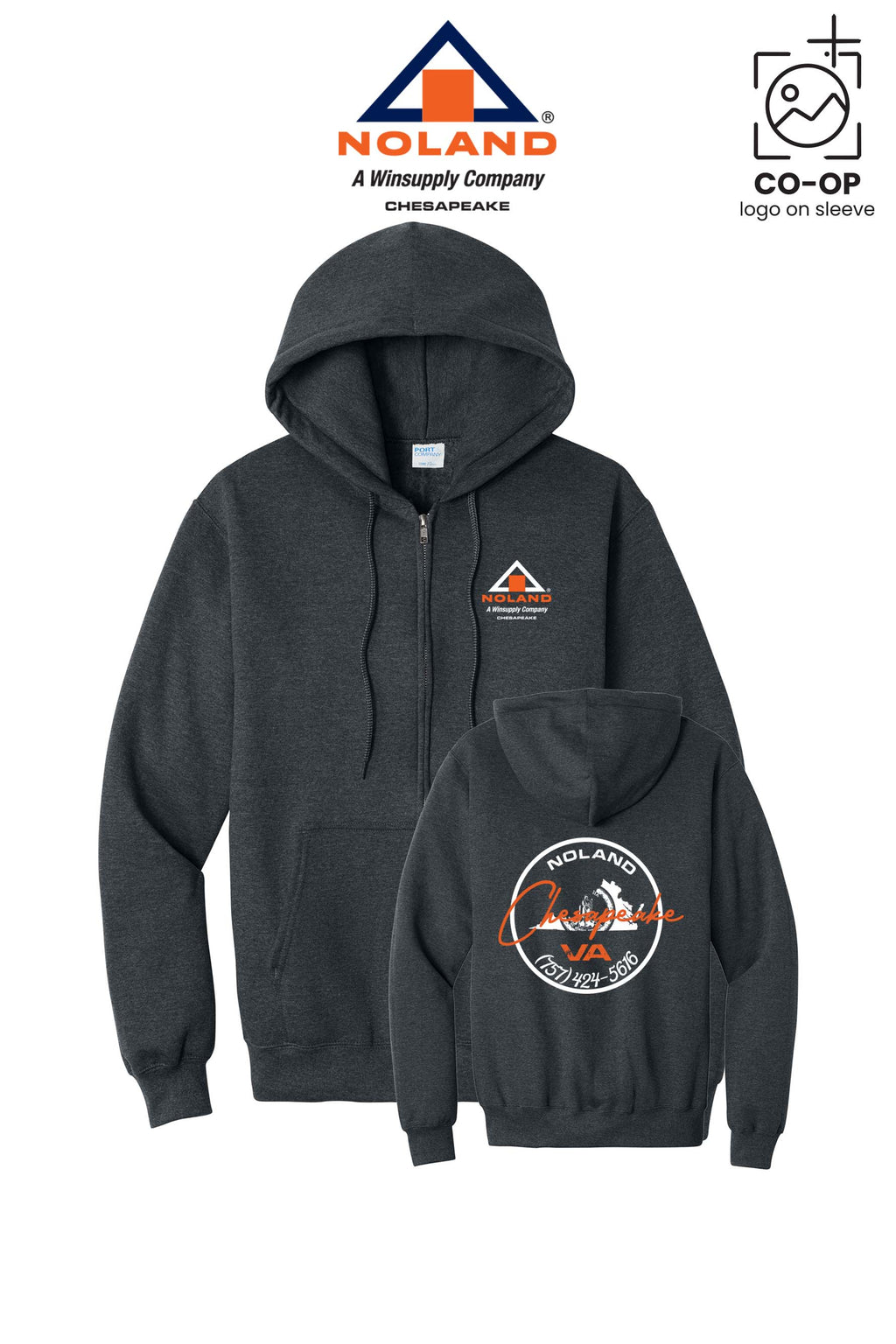 Port & Co™ Core Fleece Full-Zip Hooded Sweatshirt - Noland Company Chesapeake