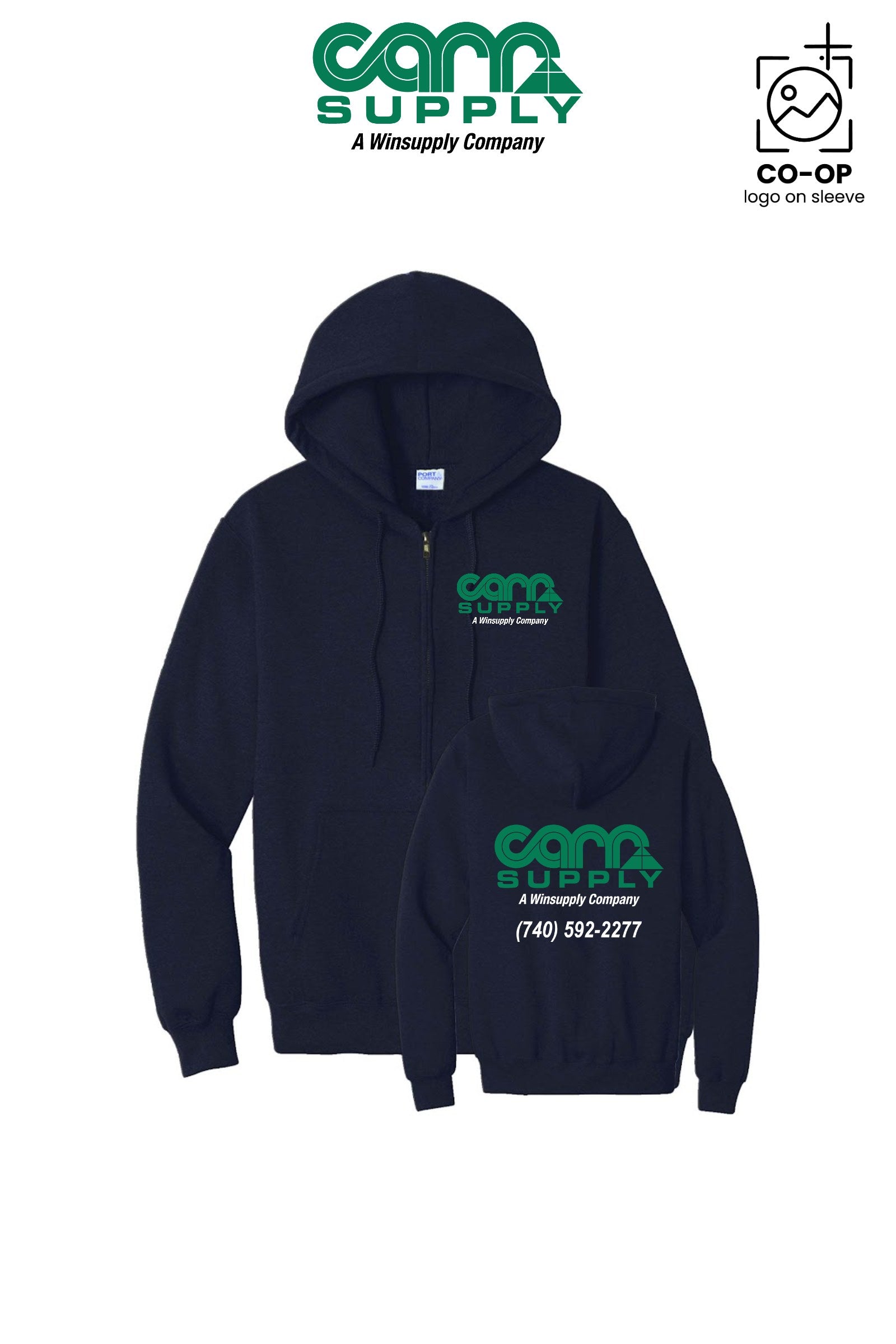Port & Co™ Core Fleece Full-Zip Hooded Sweatshirt - Carr Supply - Athens